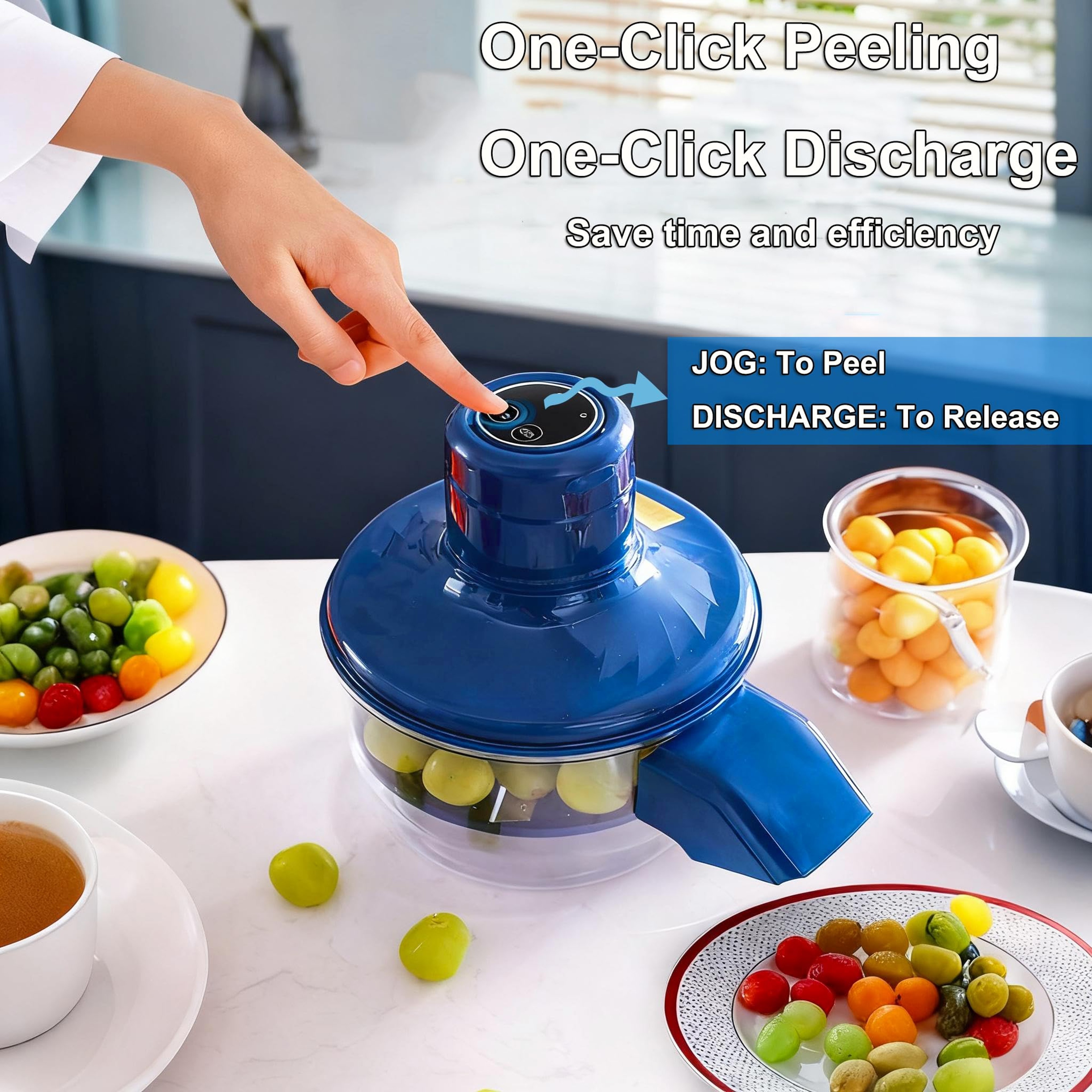 Portable Rechargeable Electric Fruit Peeler Machine for Grape Tomato Garlic with Peeling Knife Tools – view 1
