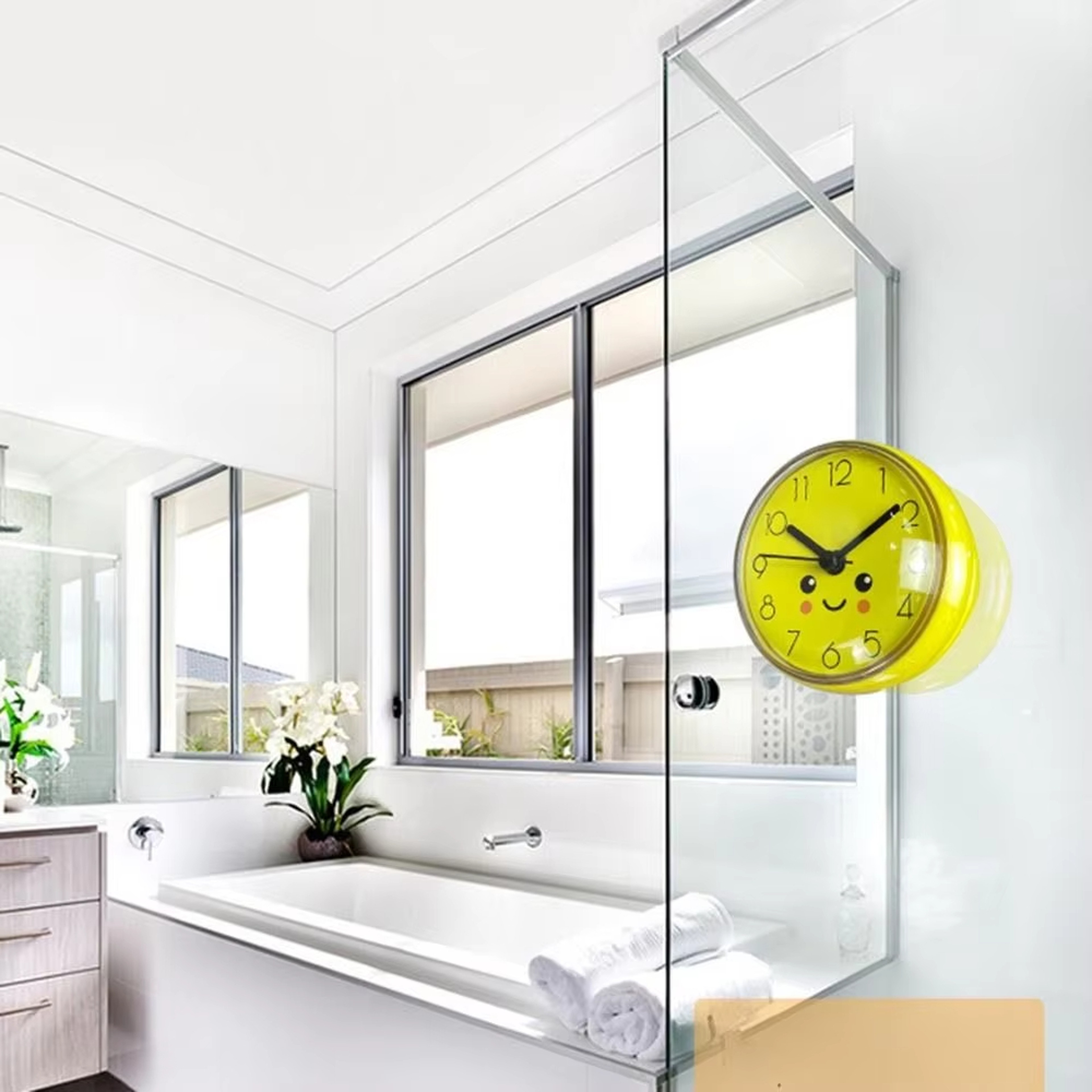 Art Mini Sucker Design Wall Clock for Kitchen Living Room Minimalist Shower Clock Home Decor – view 4