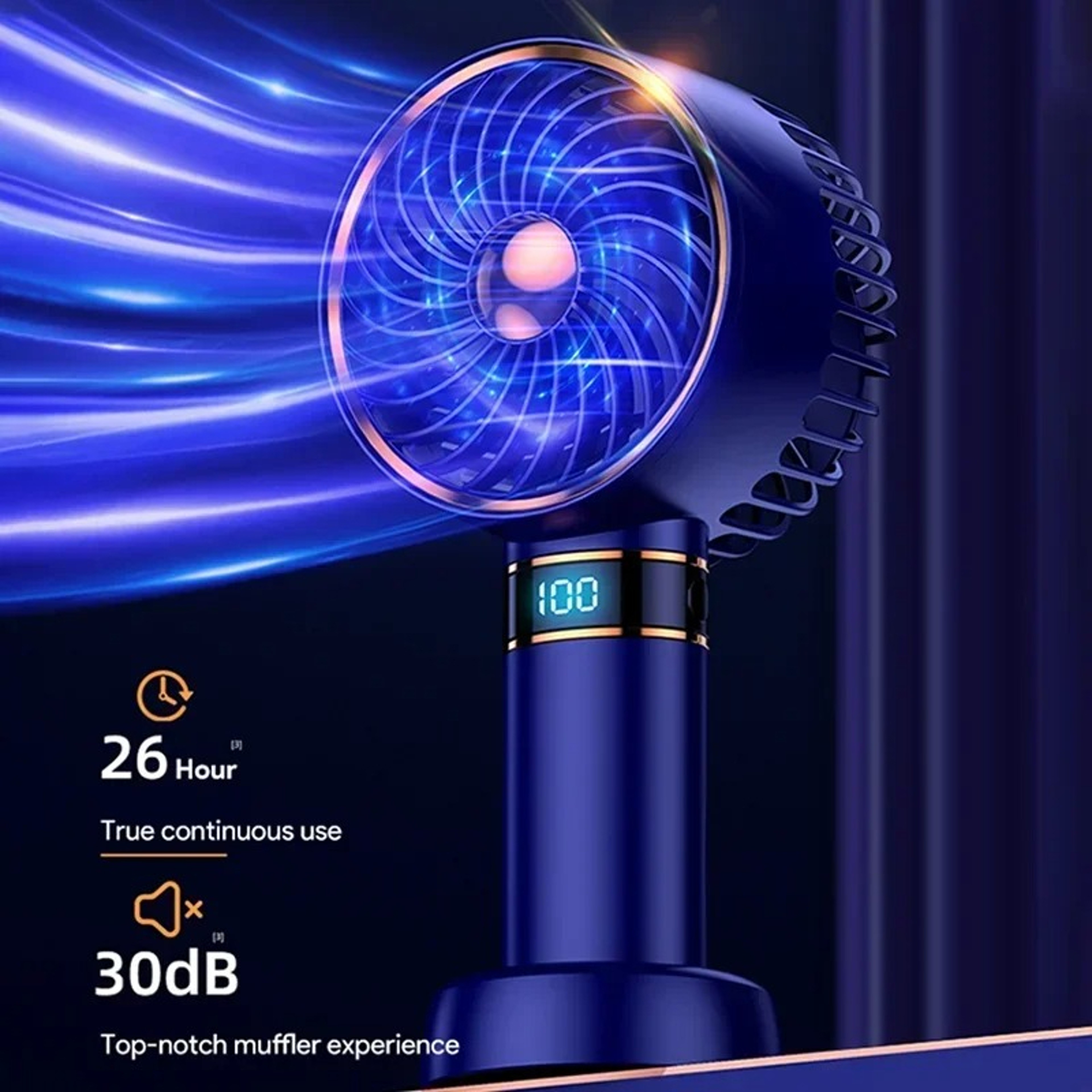Mini Handheld Fan Portable USB Rechargeable With Digital Display Strong Wind For Travel Outdoor Cam 1