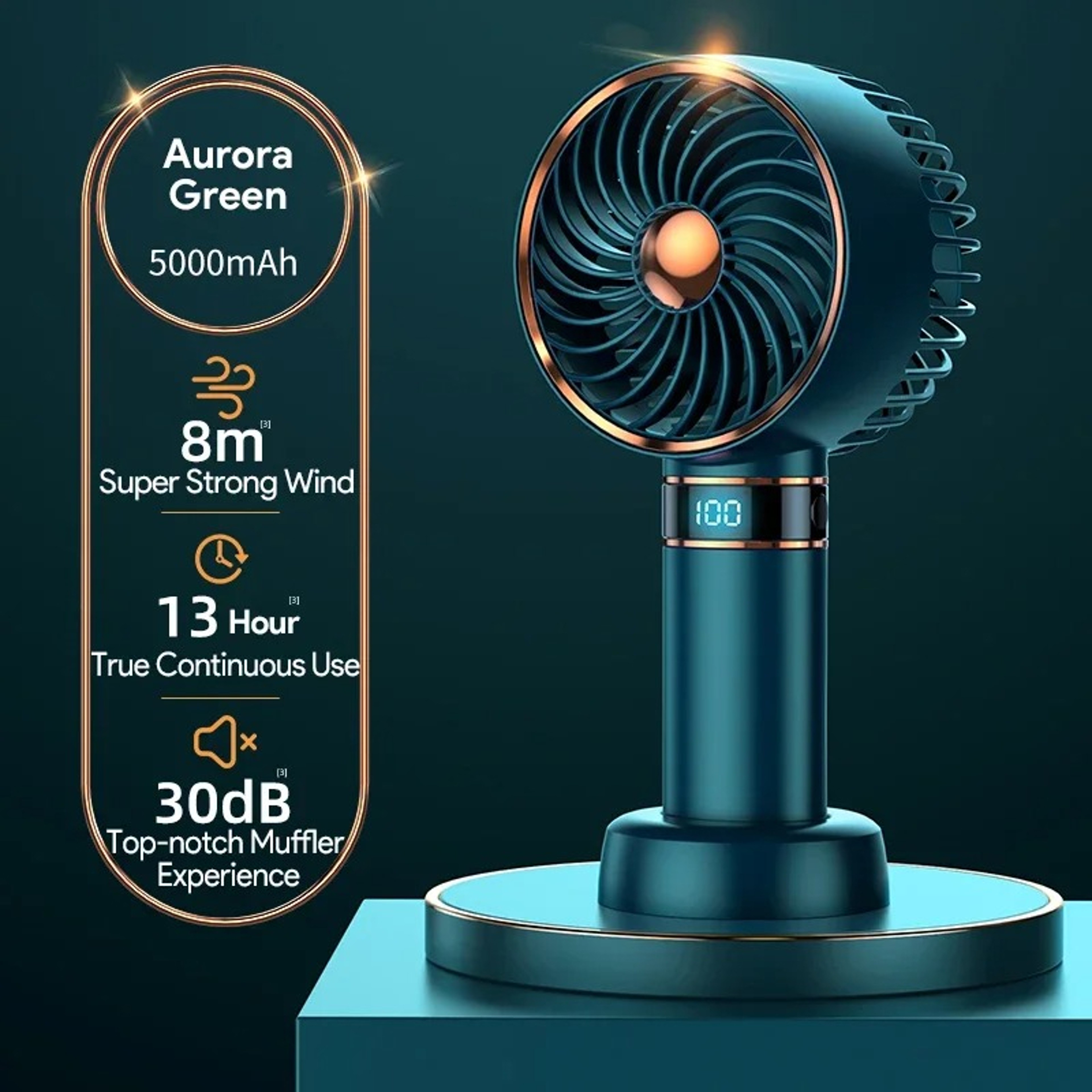Mini Handheld Fan Portable USB Rechargeable With Digital Display Strong Wind For Travel Outdoor Cam 4