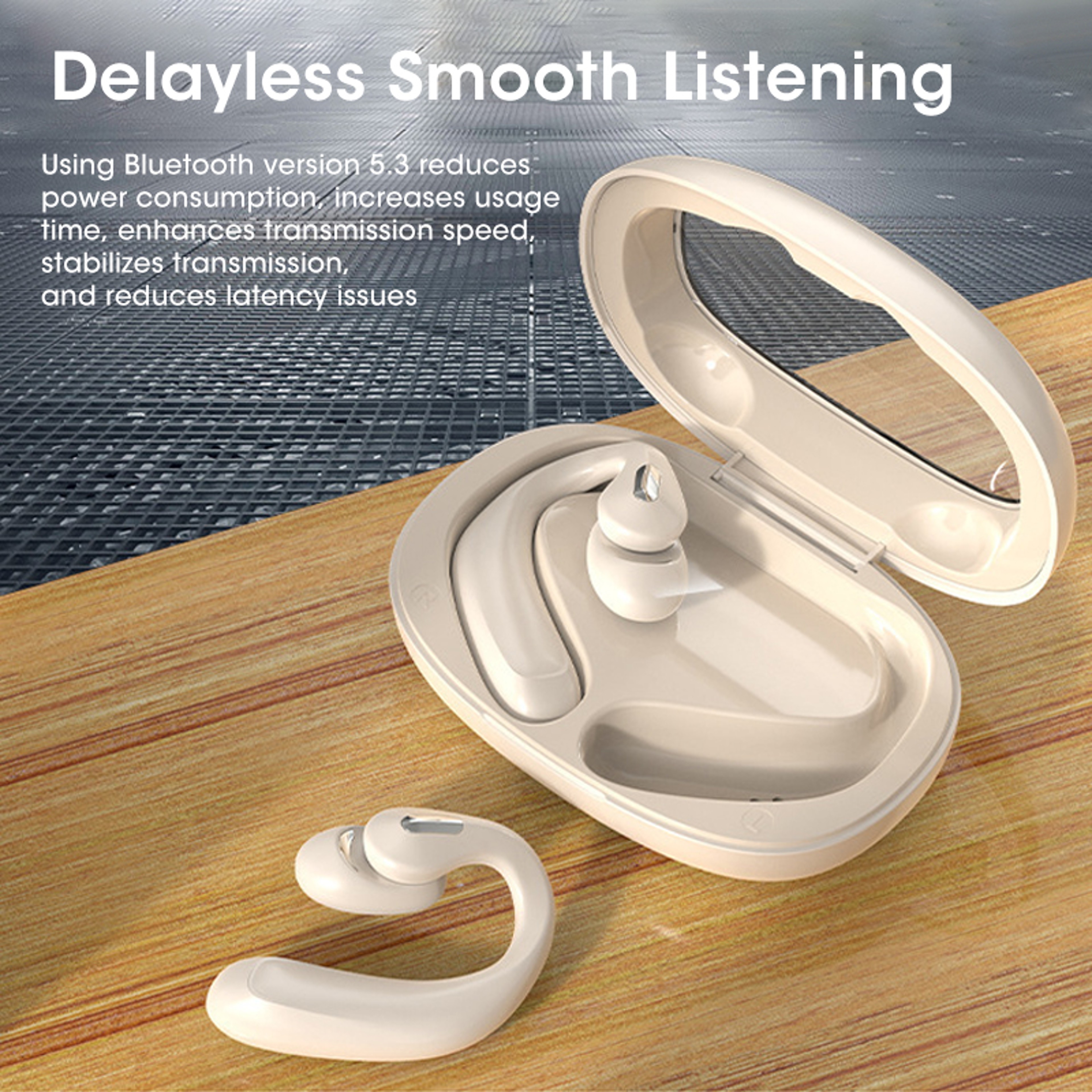 Bluetooth Earbuds with Microphone Wireless Headset Air Conduction Sports Earhook – view 1