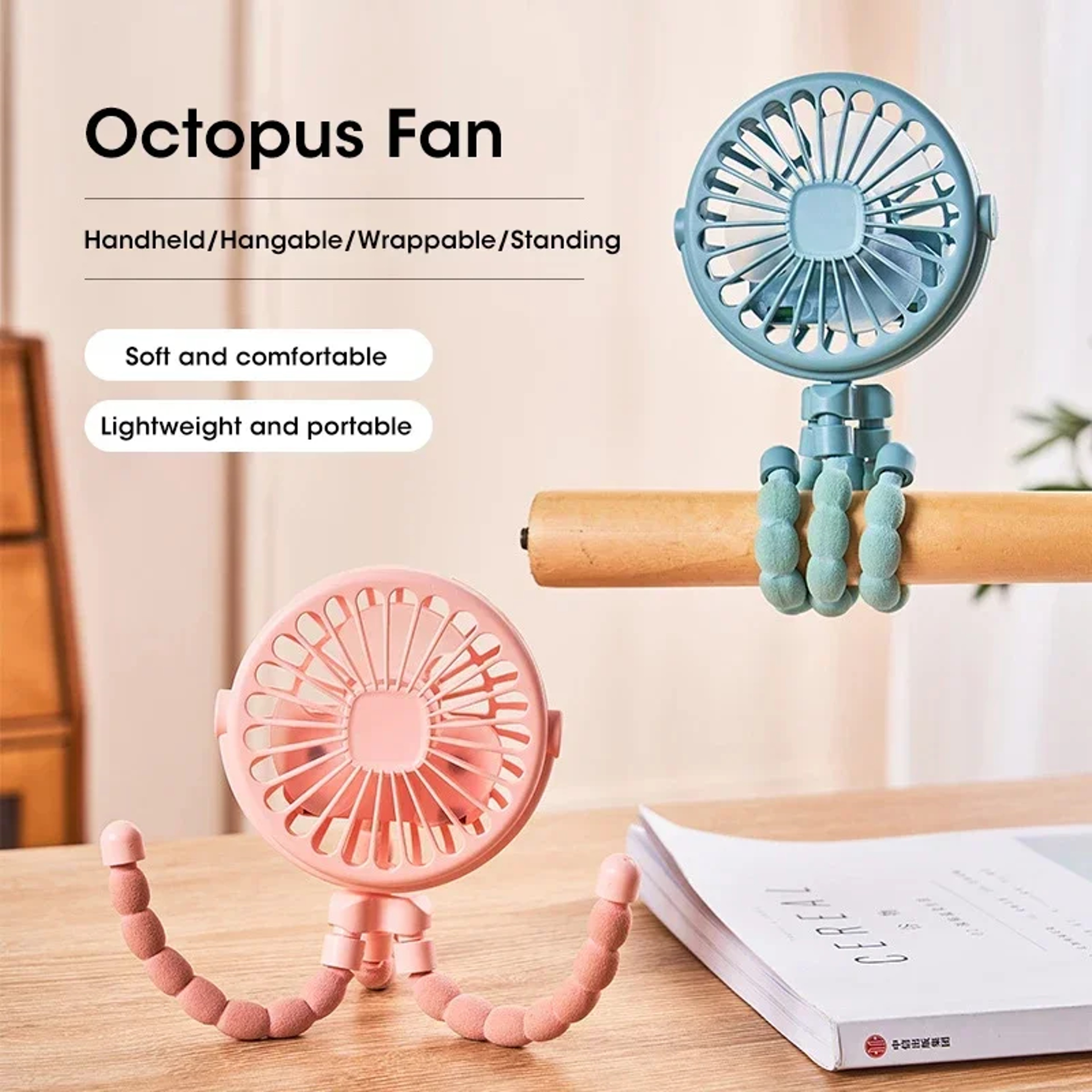 Outdoor Baby Stroller Handheld Fan USB Desktop Folding Fan Portable Mini Fan Summer Mute Multifunct 1