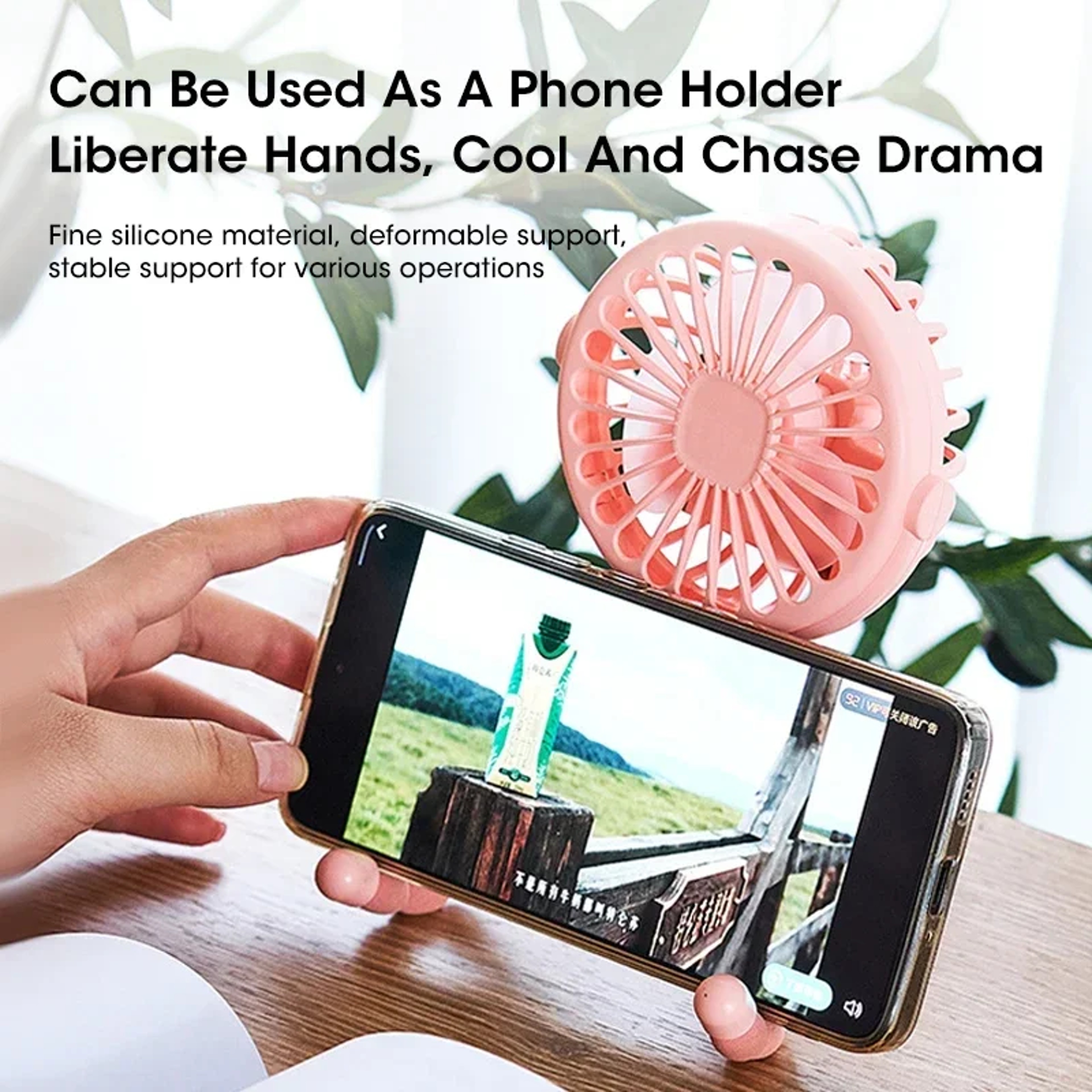 Outdoor Baby Stroller Handheld Fan USB Desktop Folding Fan Portable Mini Fan Summer Mute Multifunct 2