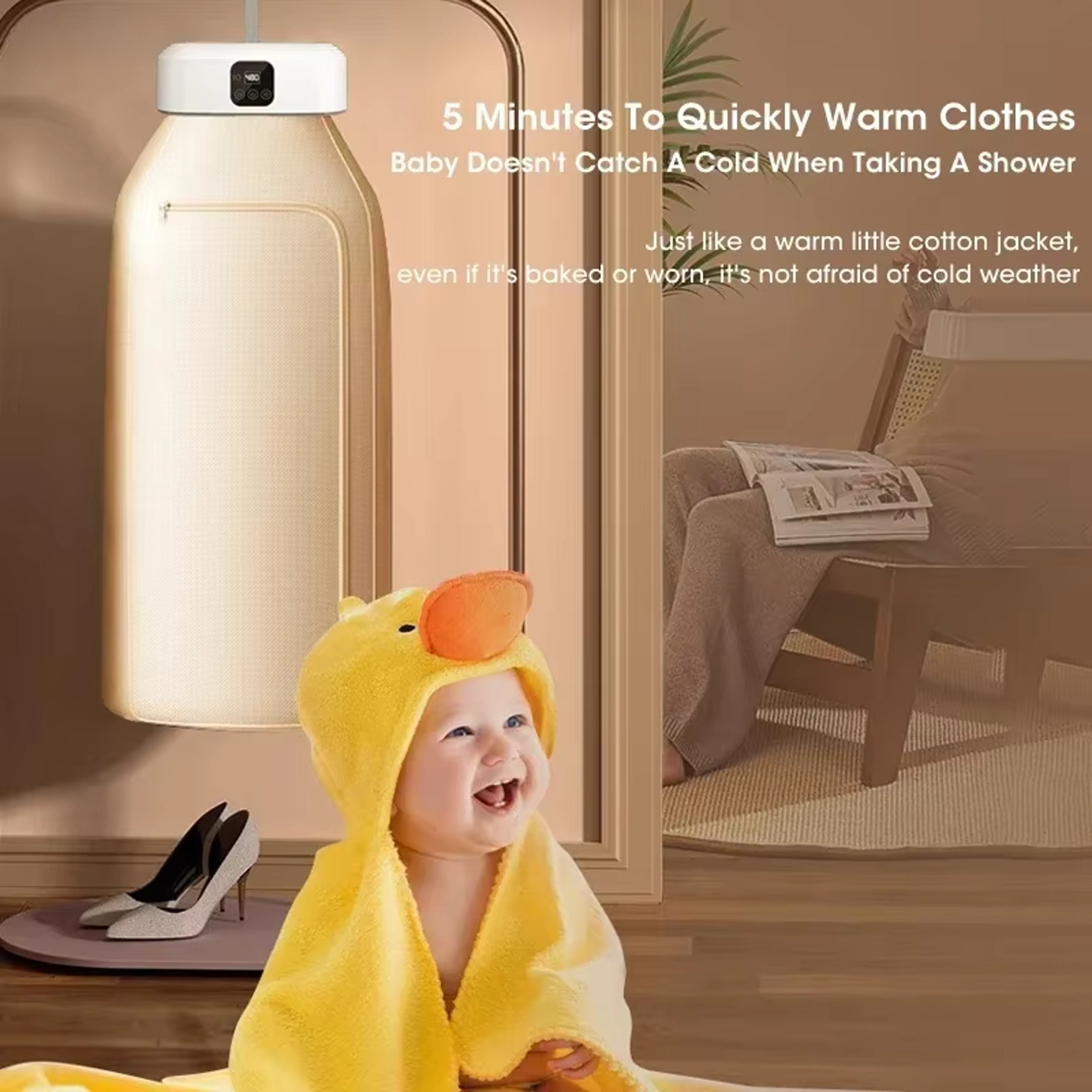 Mini Portable Electric Dryer, Foldable Intelligent Timed Drying Cabinet with Drying Bag, Fast Drying Compact Travel. – view 2