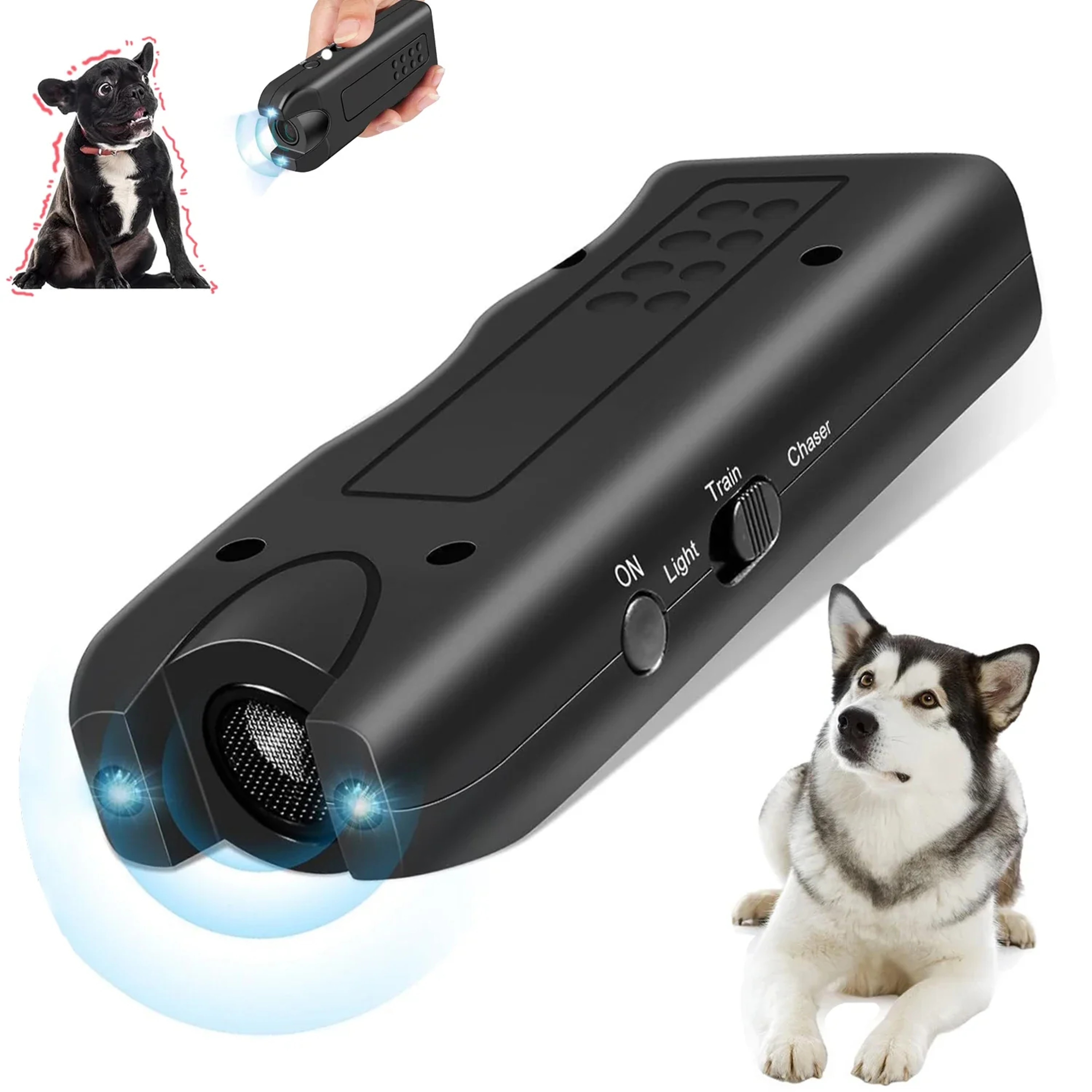 Portable Dog Ultrasonic Repeller With LED Antibarking Pet Training Device For Outdoor Deterrent To  0