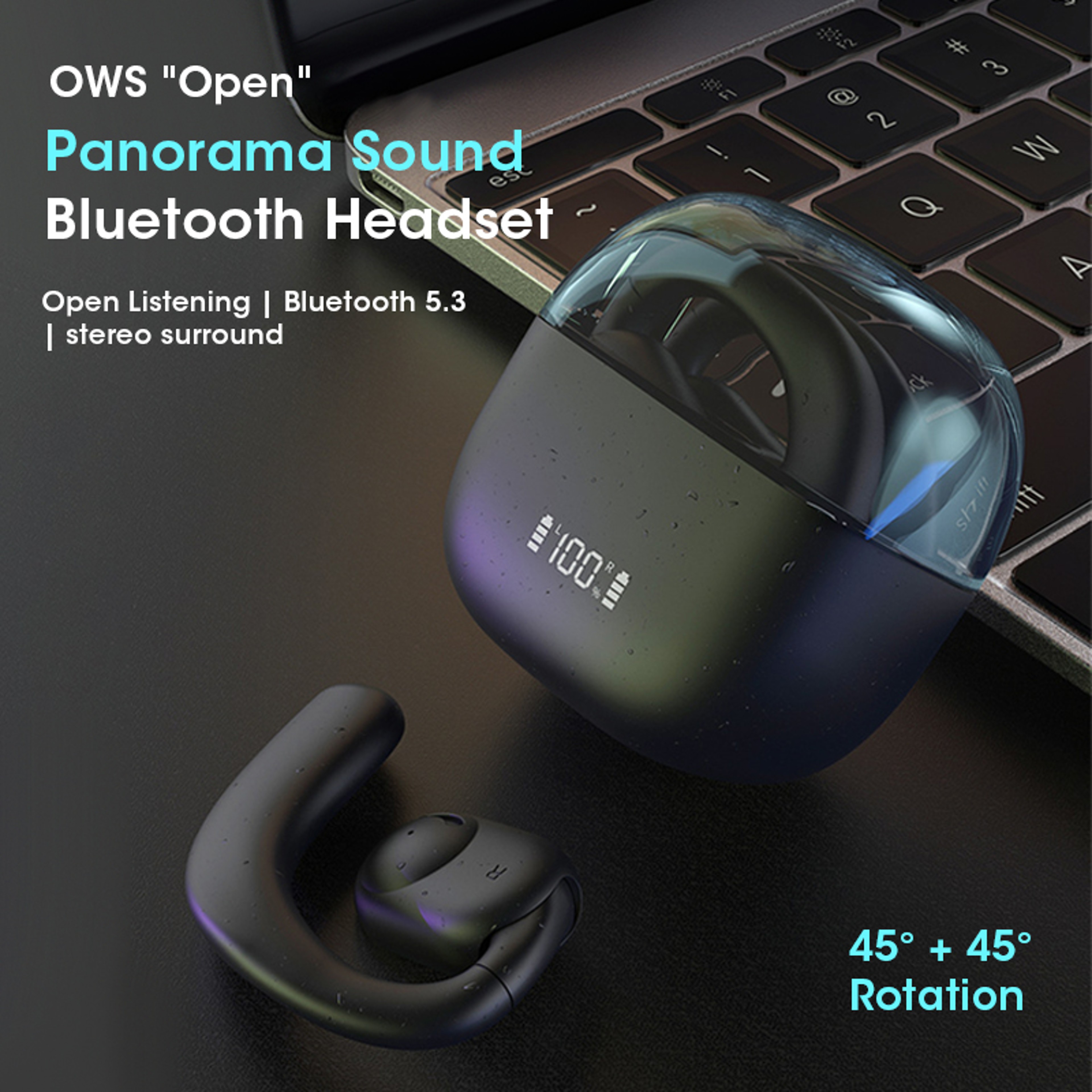 Wireless Bluetooth Earbuds With LED Display Stereo HIFI Binaural Hanging Ear Sports Long Battery Li 2