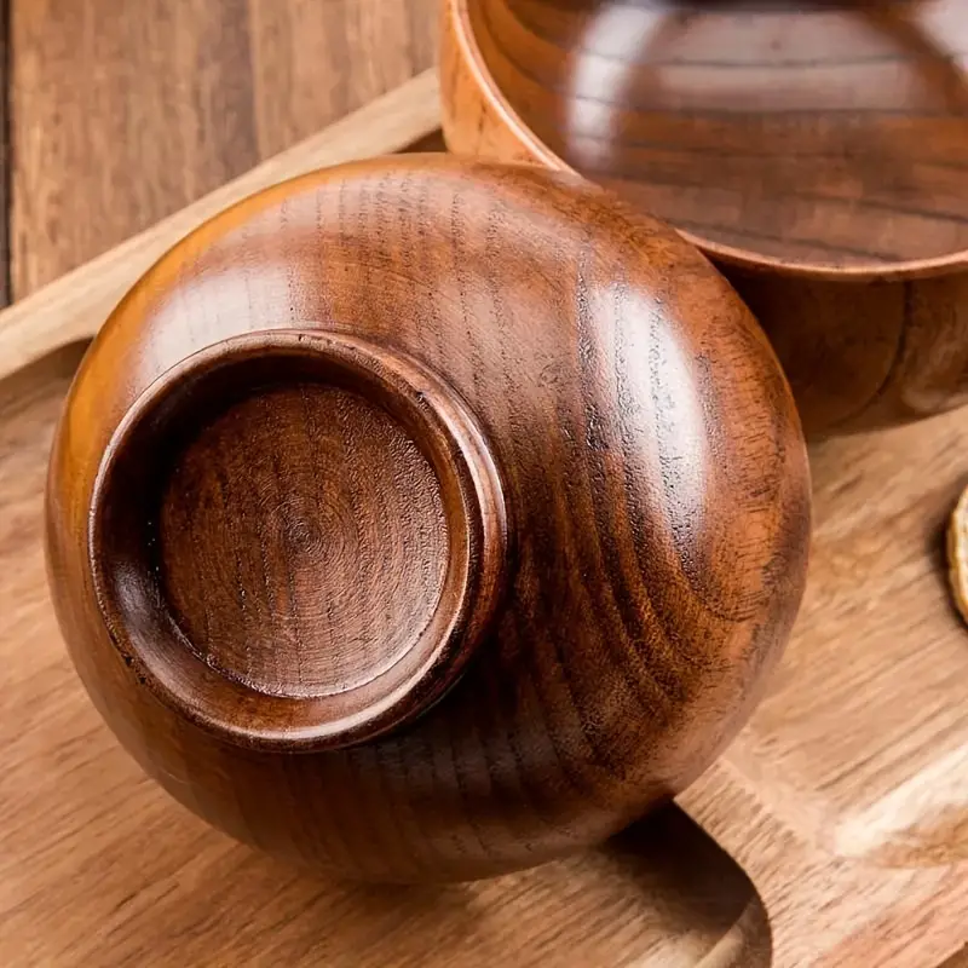 Wood Bowl Natural Wooden Soup Rice Salad Bowl Large Small Food Container Wooden Utensils For Kids T 1