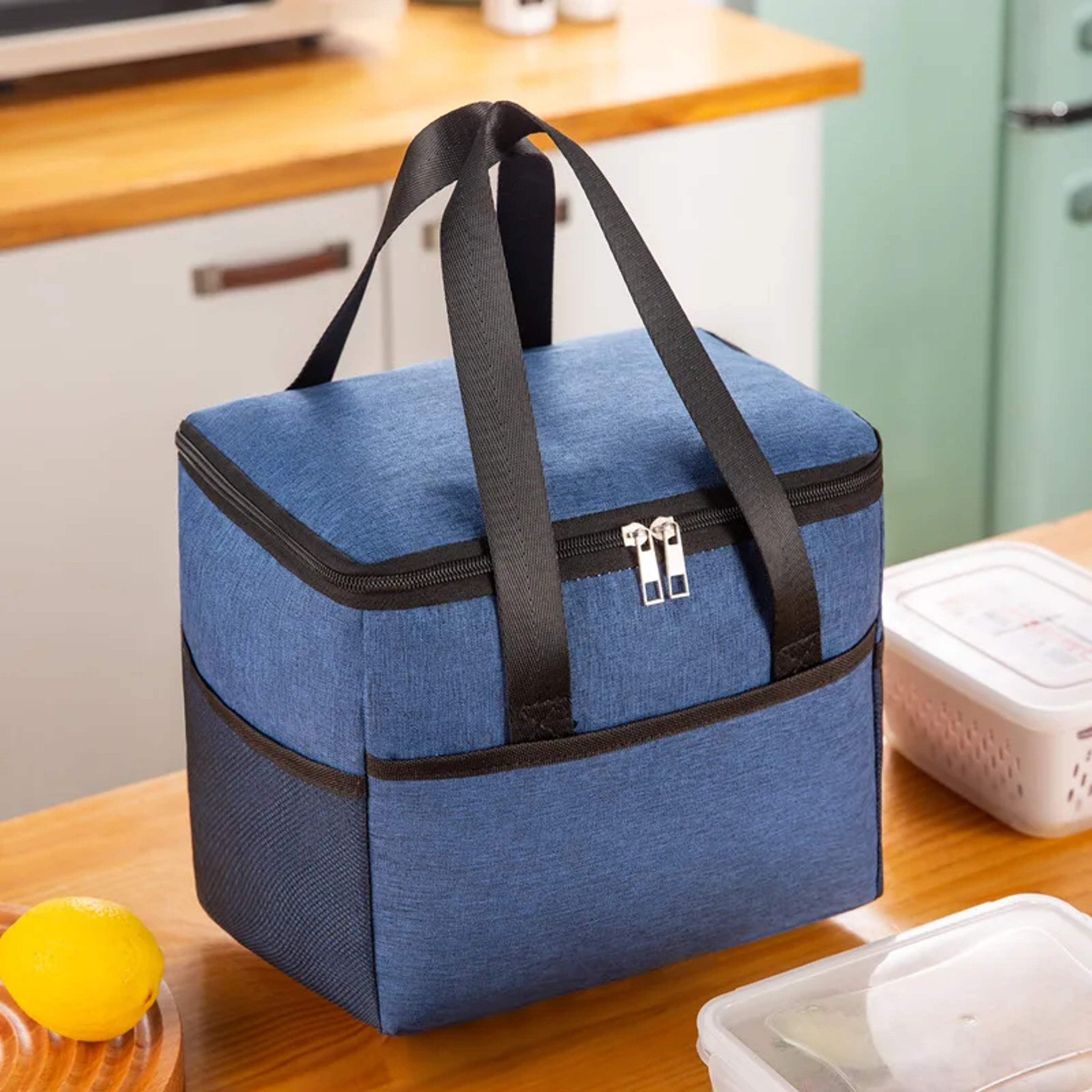 Thermal Insulated Picnic Bag Waterproof Oxford Cloth Large Capacity Lunch Food Storage Tote with Outside Pocket – view 9
