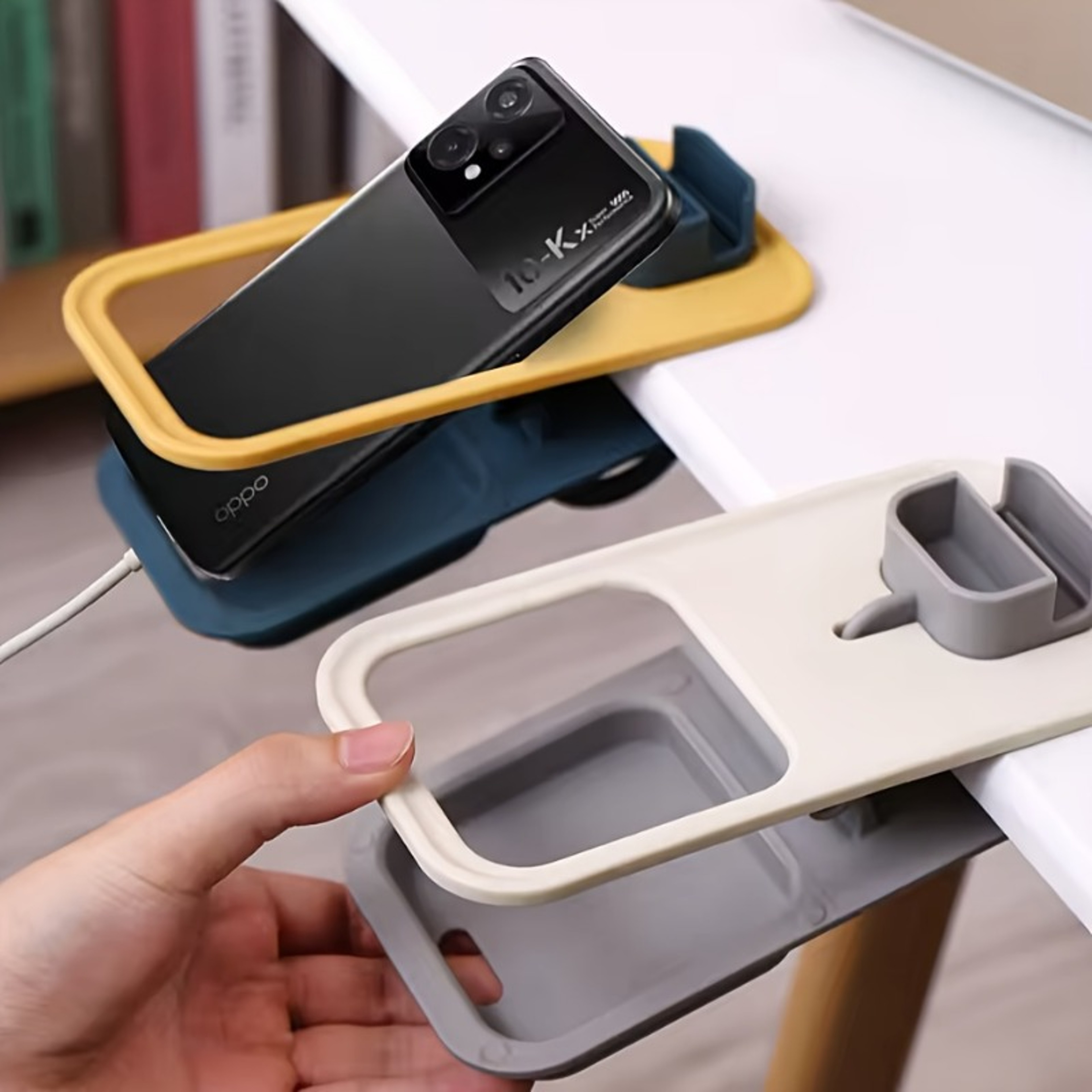 Multifunctional Desk Cup Holder Clip With Beverage Clamp And Side Hole PP Material Office Accessory 0