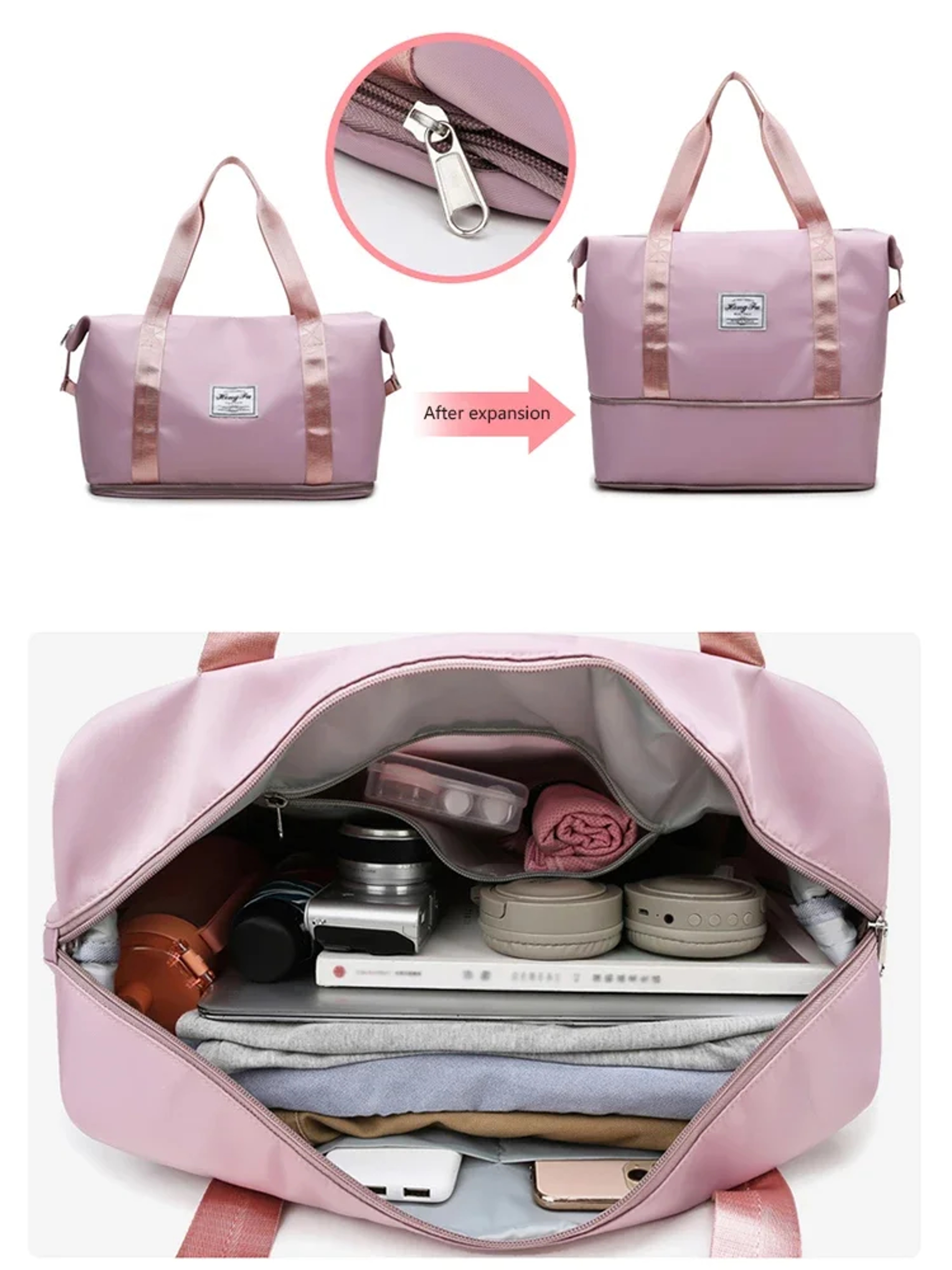 Waterproof Carry On Travel Duffle Bag Nylon Sports Tote Handbag Large Capacity For Women 4
