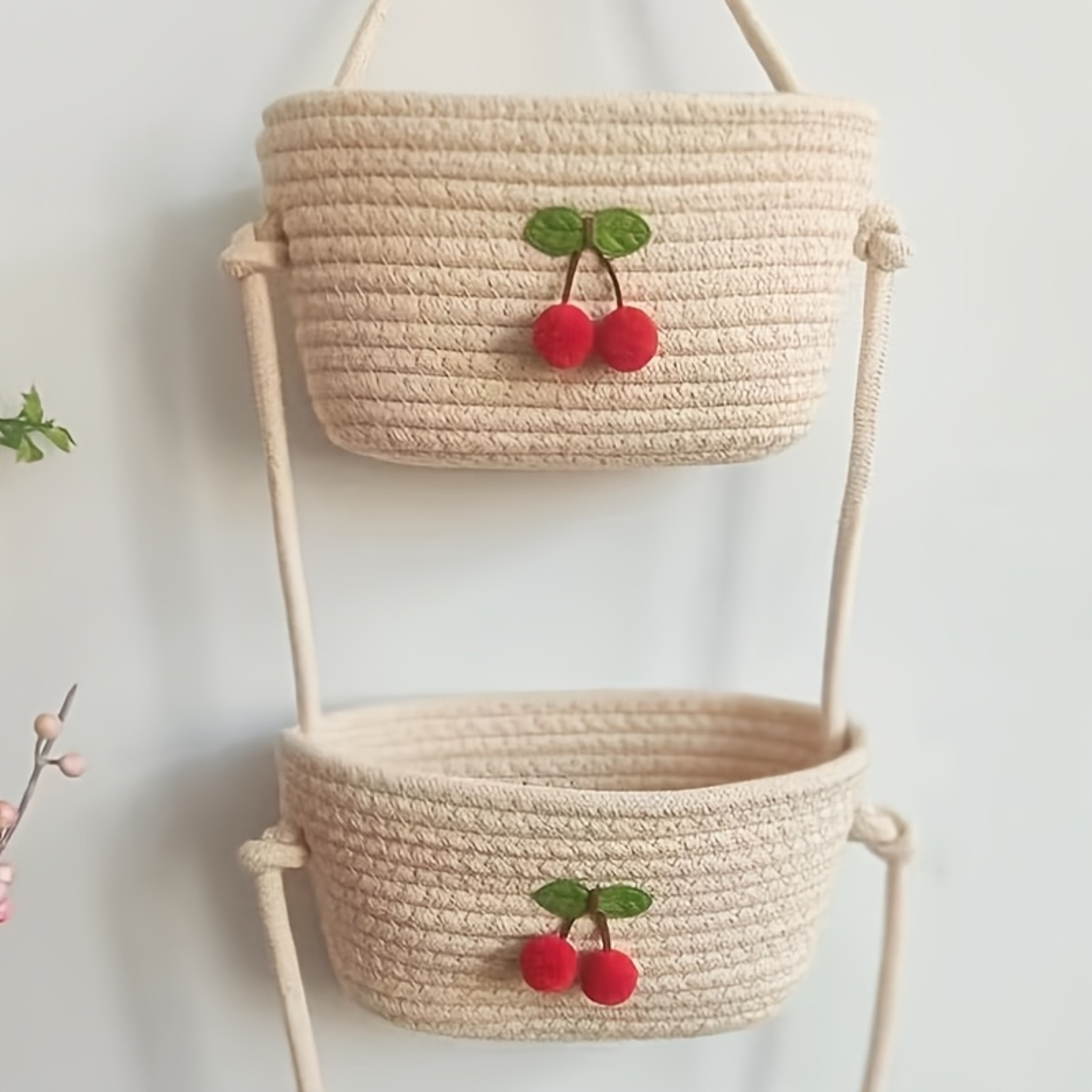 Hanging Storage Baskets, Hand-woven Wall-mounted Shelf Baskets, Decorative Storage Baskets for Home – view 6