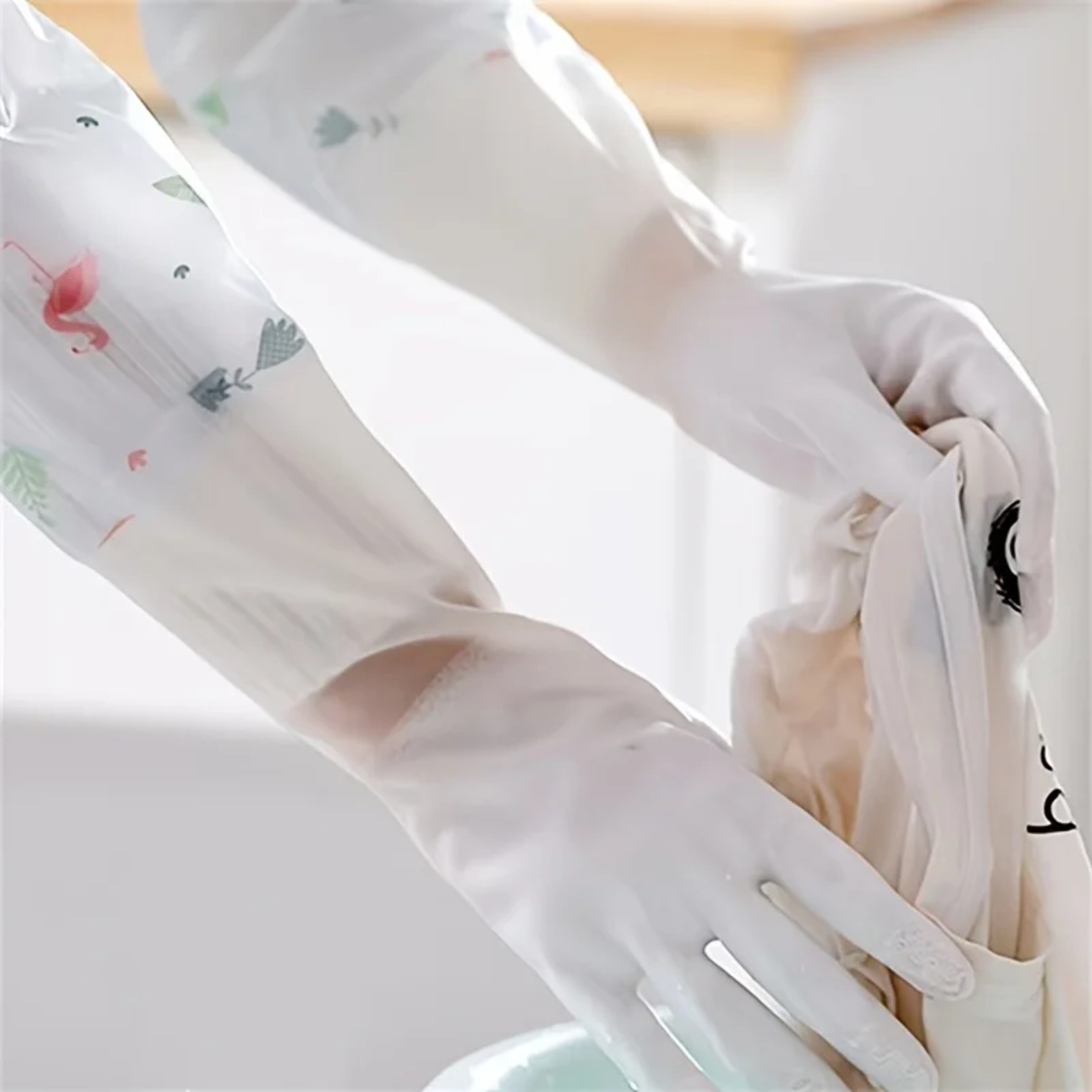 Rubber Dishwashing Gloves Silicone Scrubber For Household Kitchen Cleaning 0