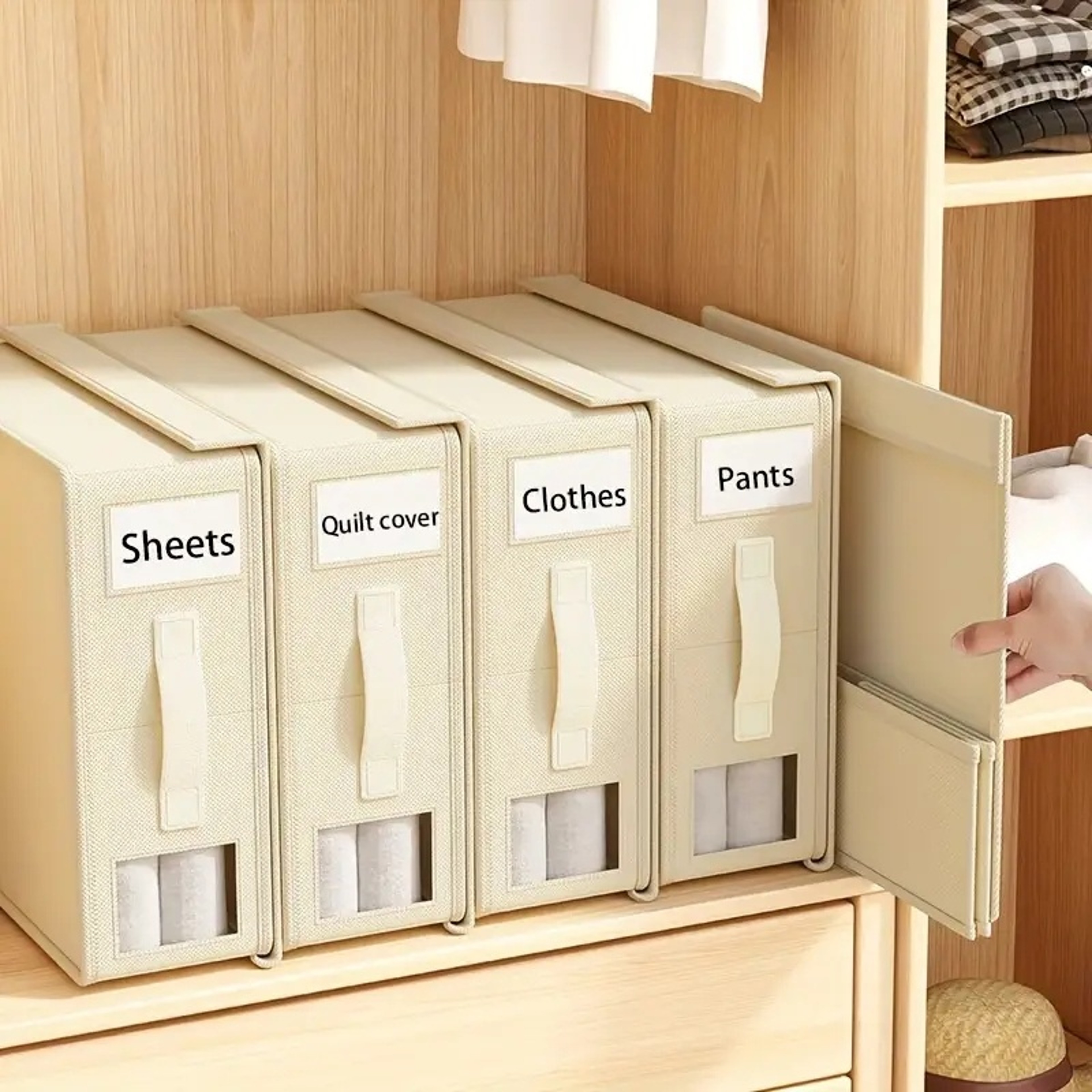 Thickened Fabric Sheet Storage Box Organizer Zipper Blanket Bag Folding Window Wardrobe Bed Clothes 1