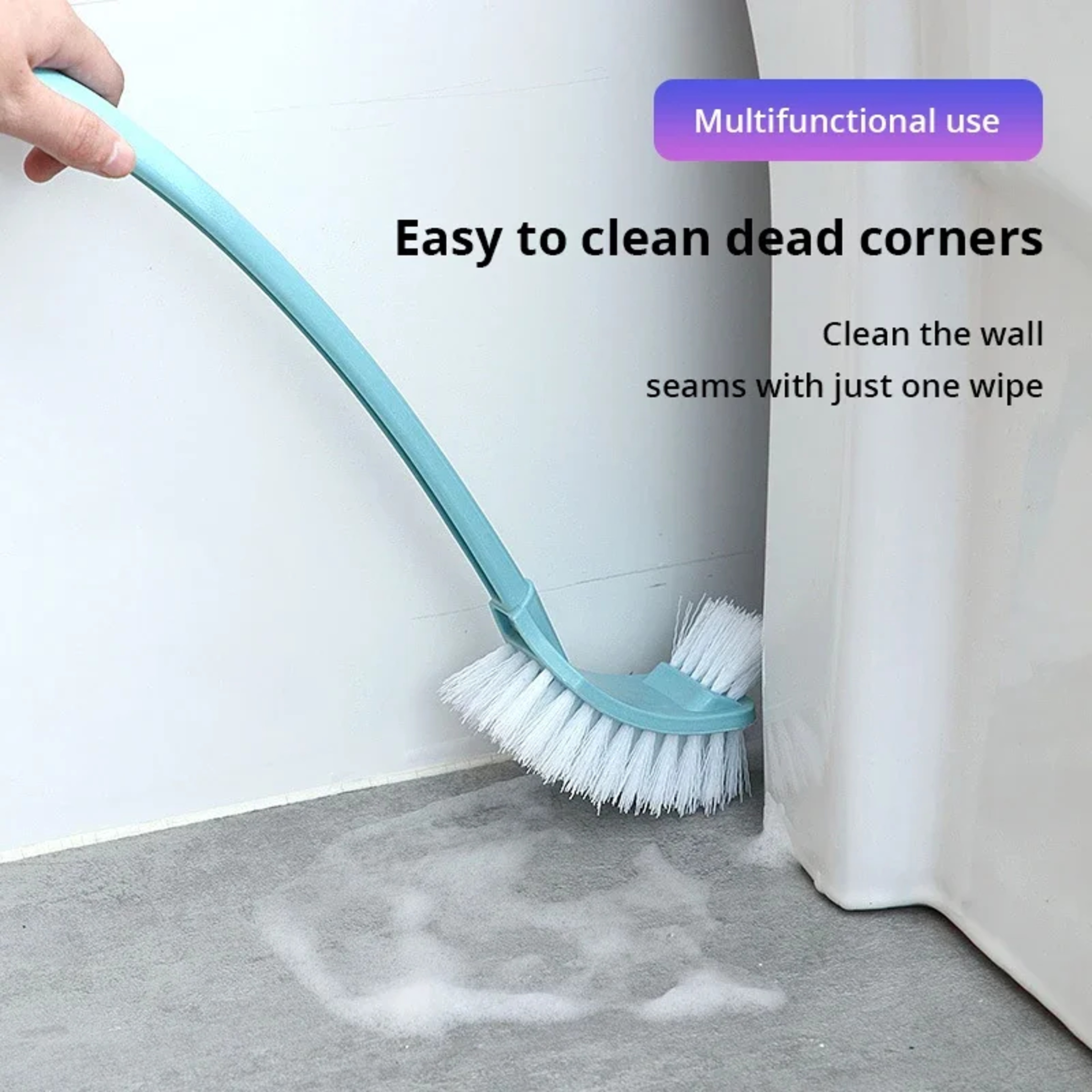 Long Handle Corner Brush Soft Hair Double Head Toilet Cleaner Plastic Curved Bathroom Brush – view 2