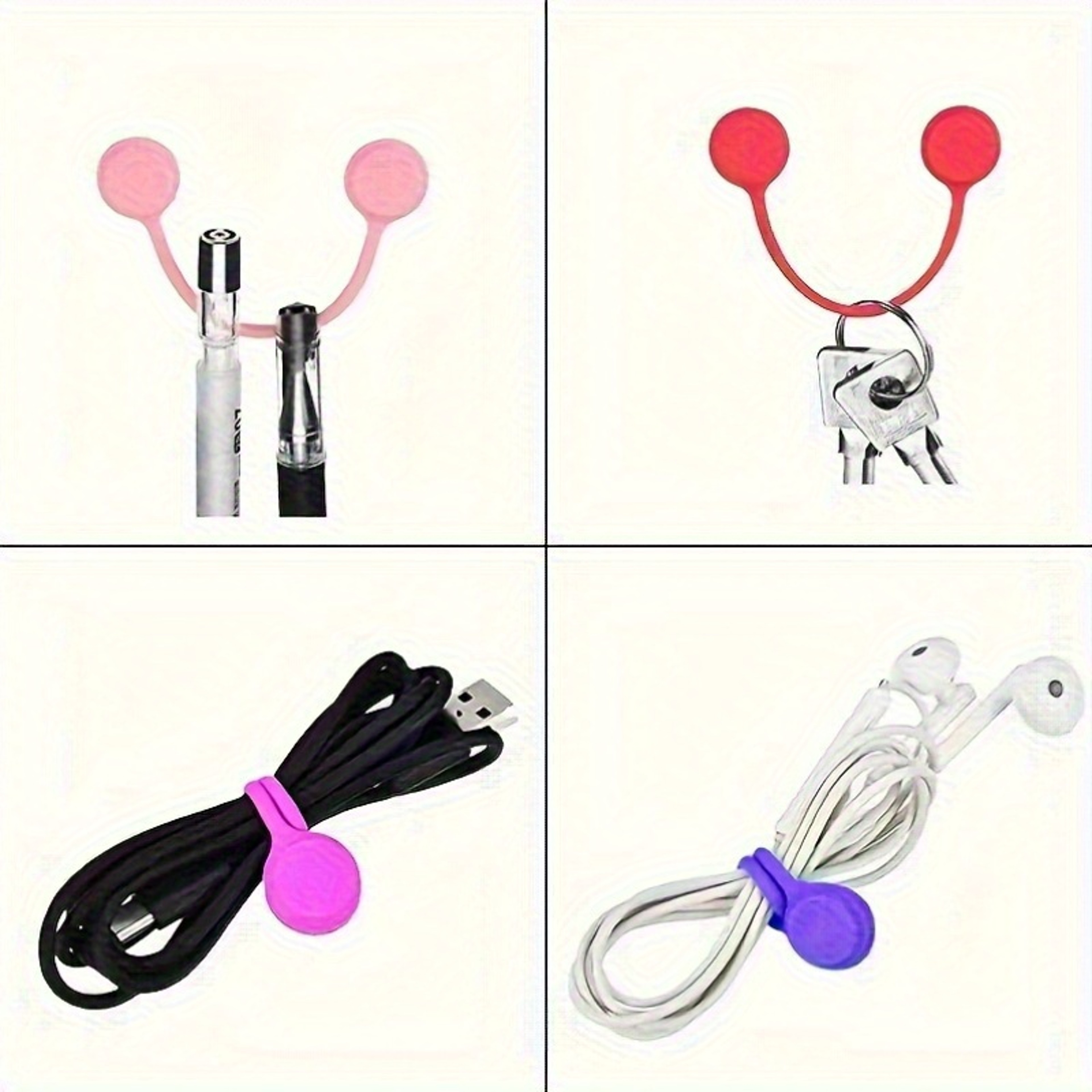 Magnetic Cable Ties For USB Headphones Keychains Desk Cord Organizer 0