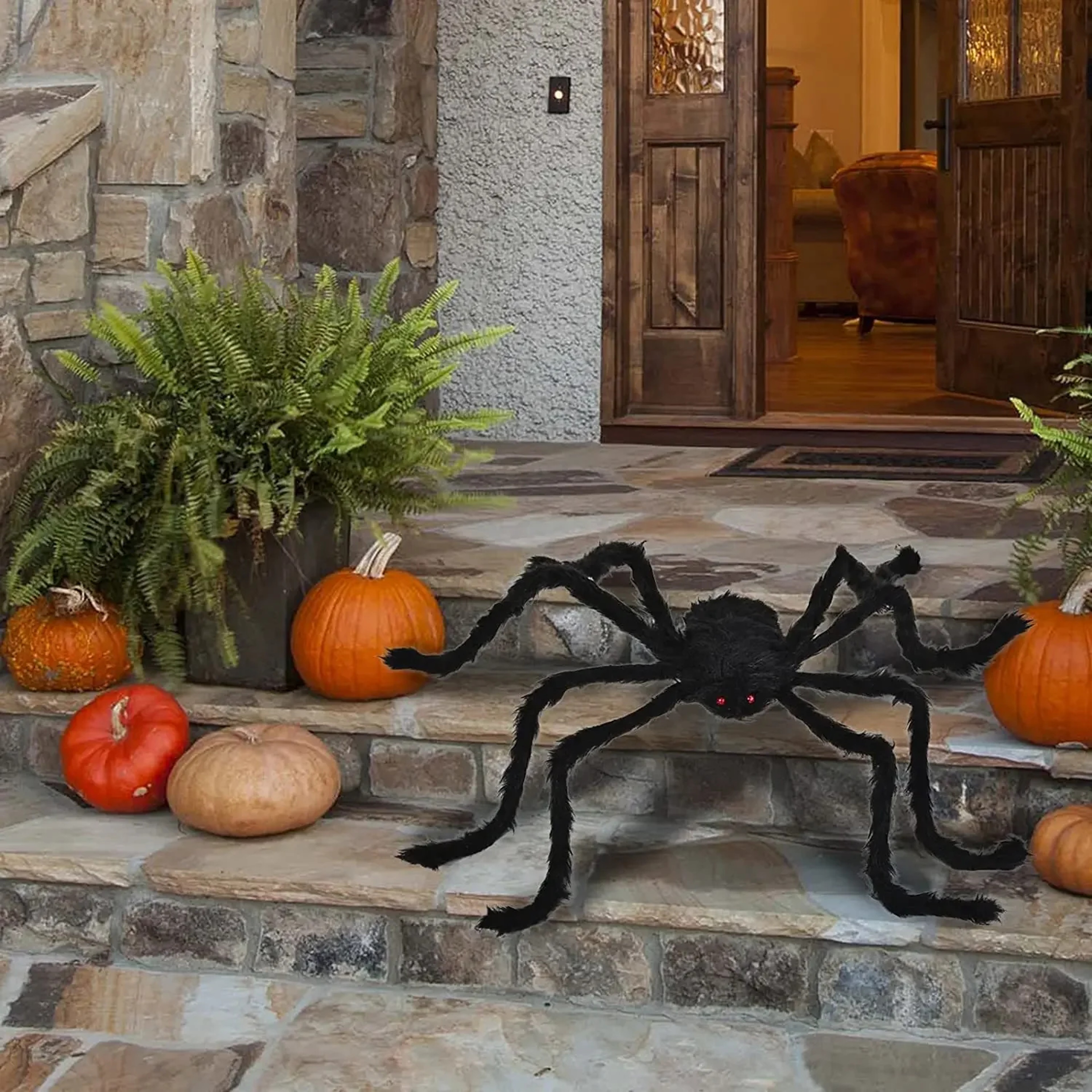 Giant Plush Spider Wire Plush Black And Multicolour Style For Party Or Halloween Decoration 2