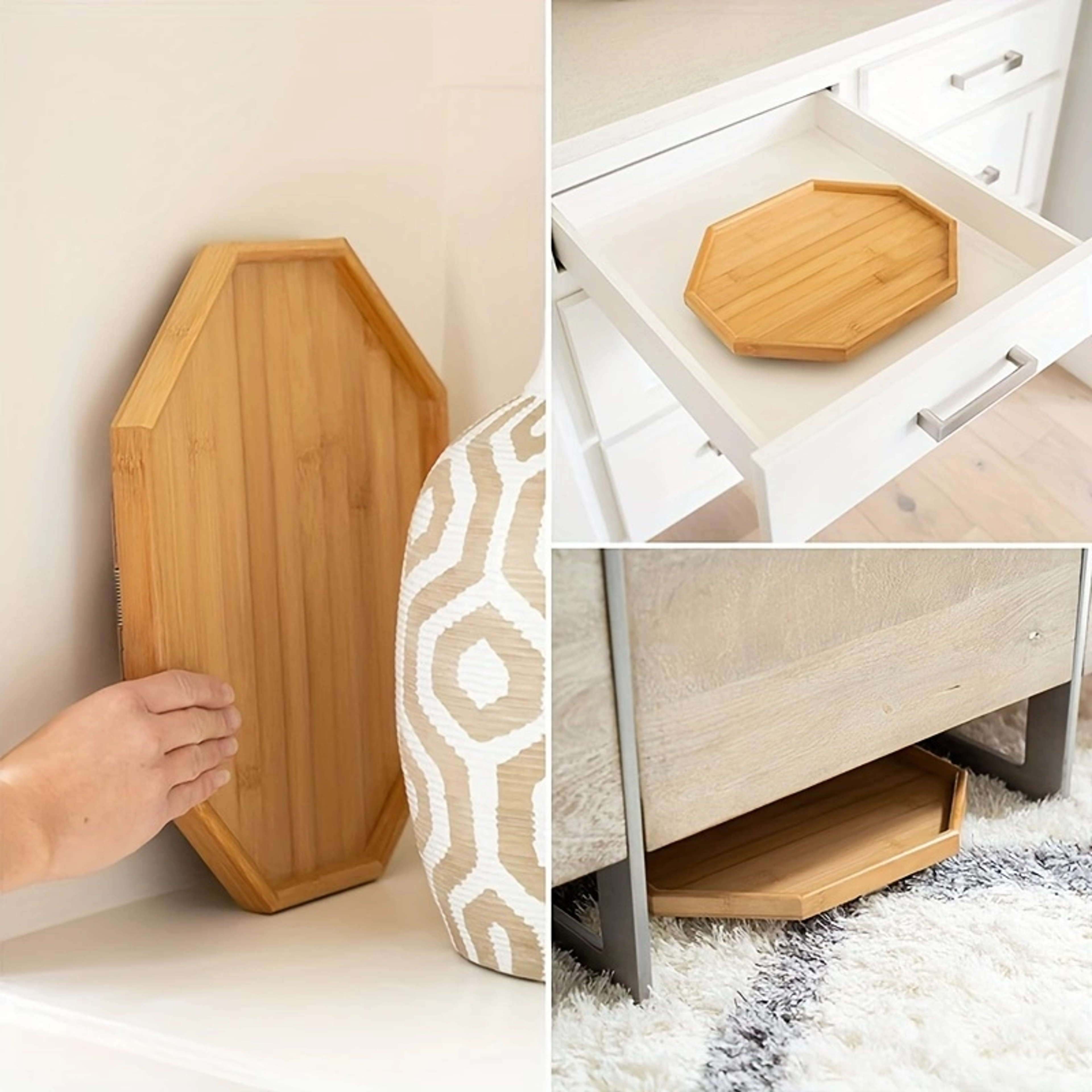 Foldable Wooden Sofa Tray Armrest Table Round Rhombus Rectangle Snack Groceries Tray 0