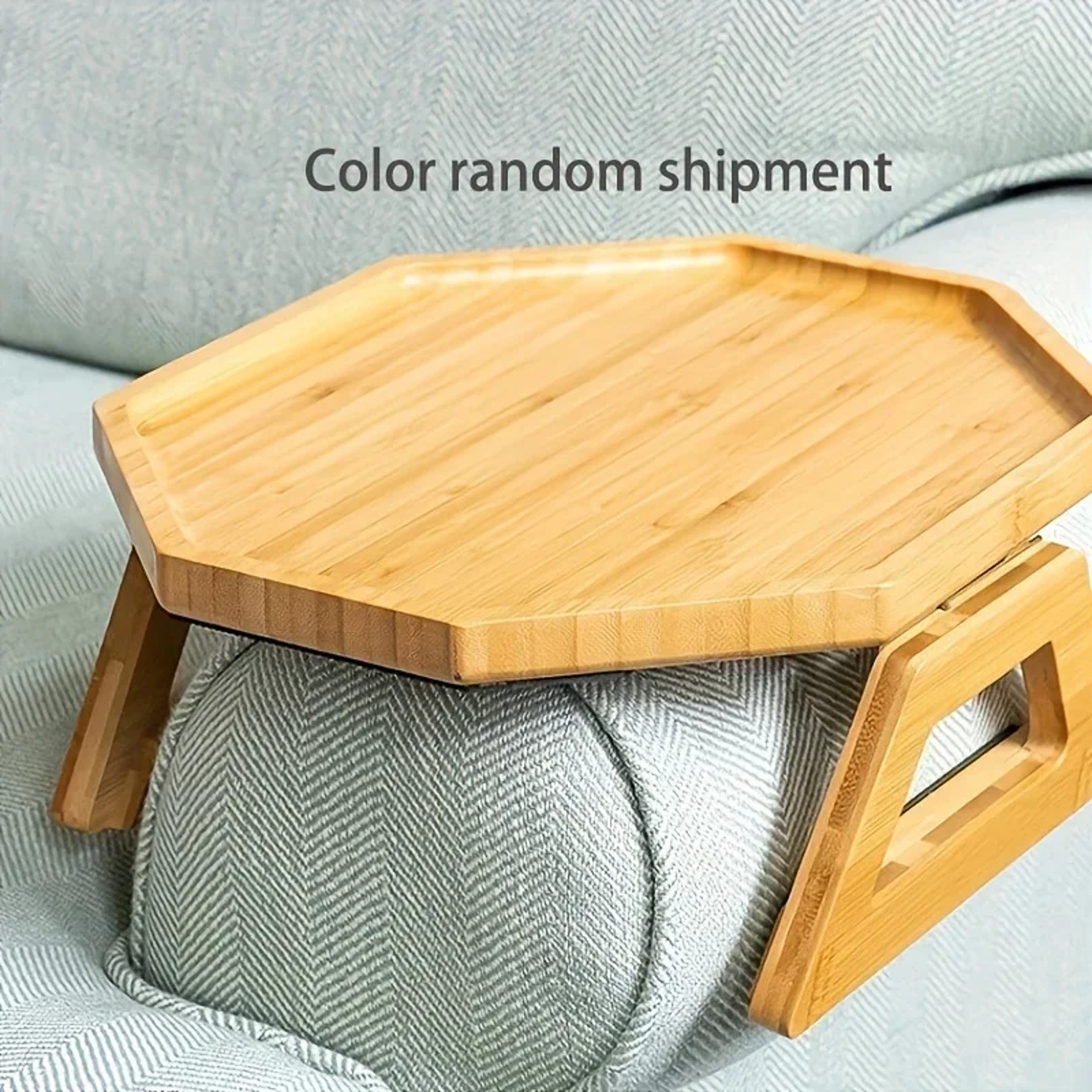 Foldable Wooden Sofa Tray Armrest Table Round Rhombus Rectangle Snack Groceries Tray 5