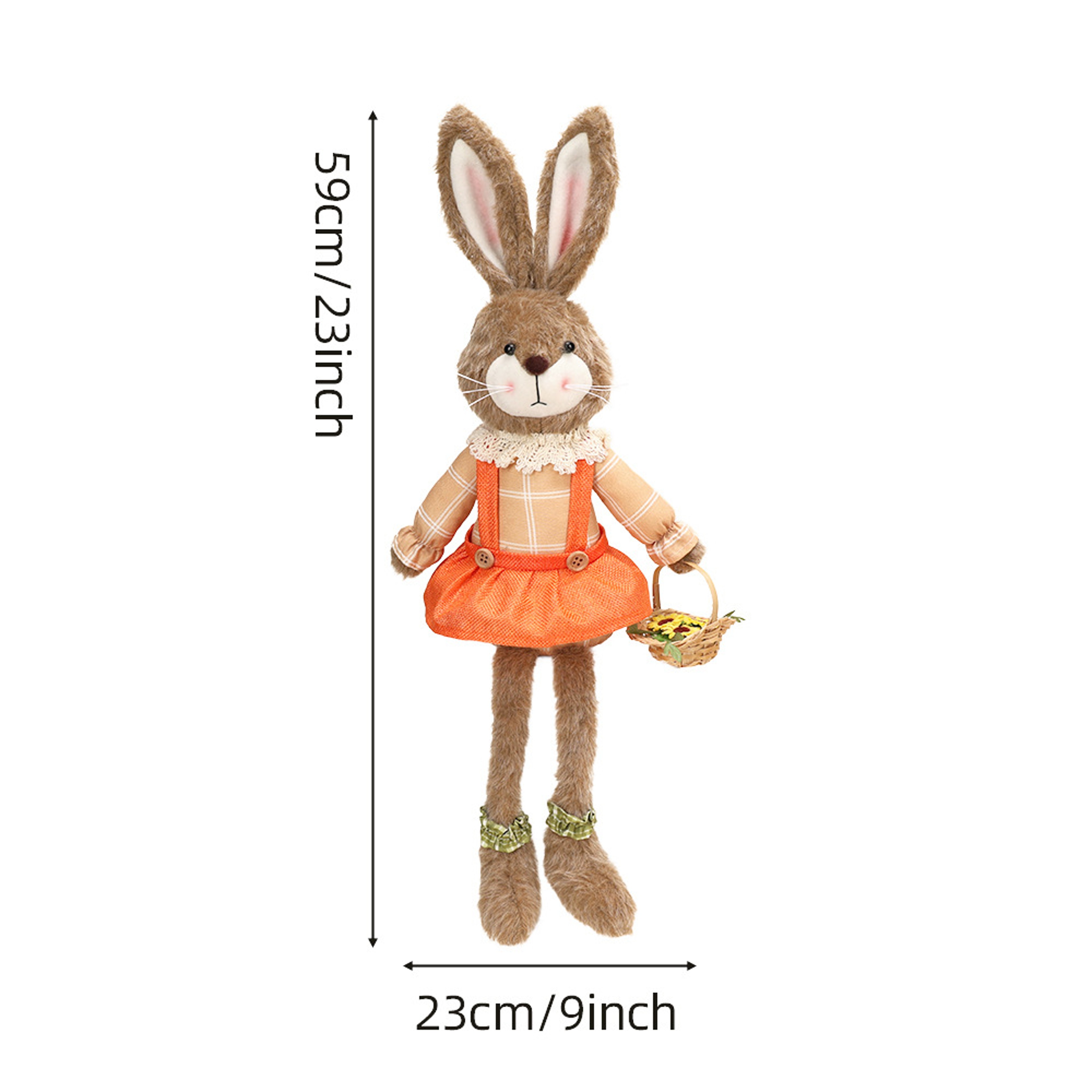 Creative Handmade Bunny Figurine Unique Fabric Rabbit Ornament for Mantel Shelf Home Accent Gift – view 6