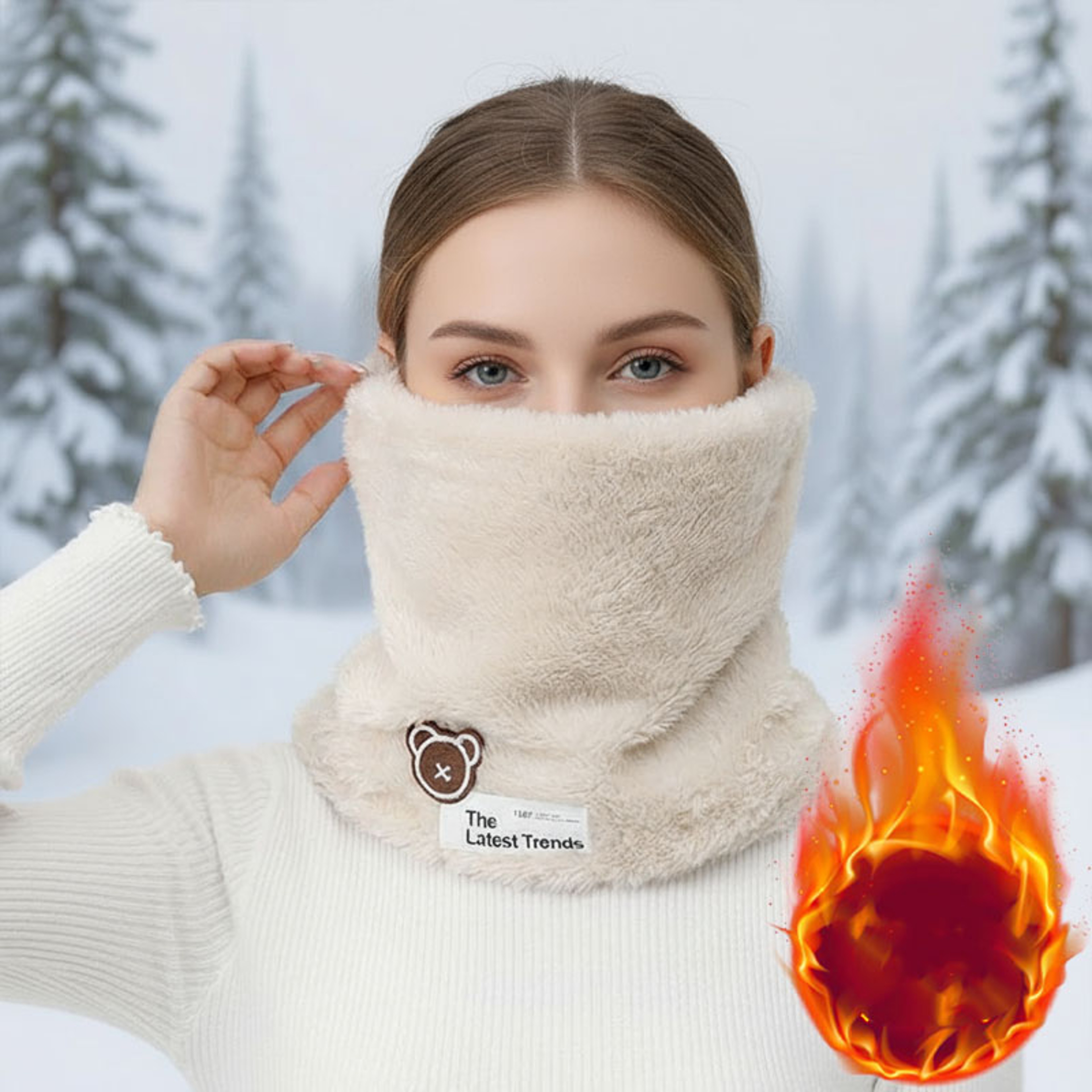 Warm Windproof Neck Gaiter Cozy Thick Fleece Knitted Scarf Winter Headwear For Men Women Outdoor Ru 1