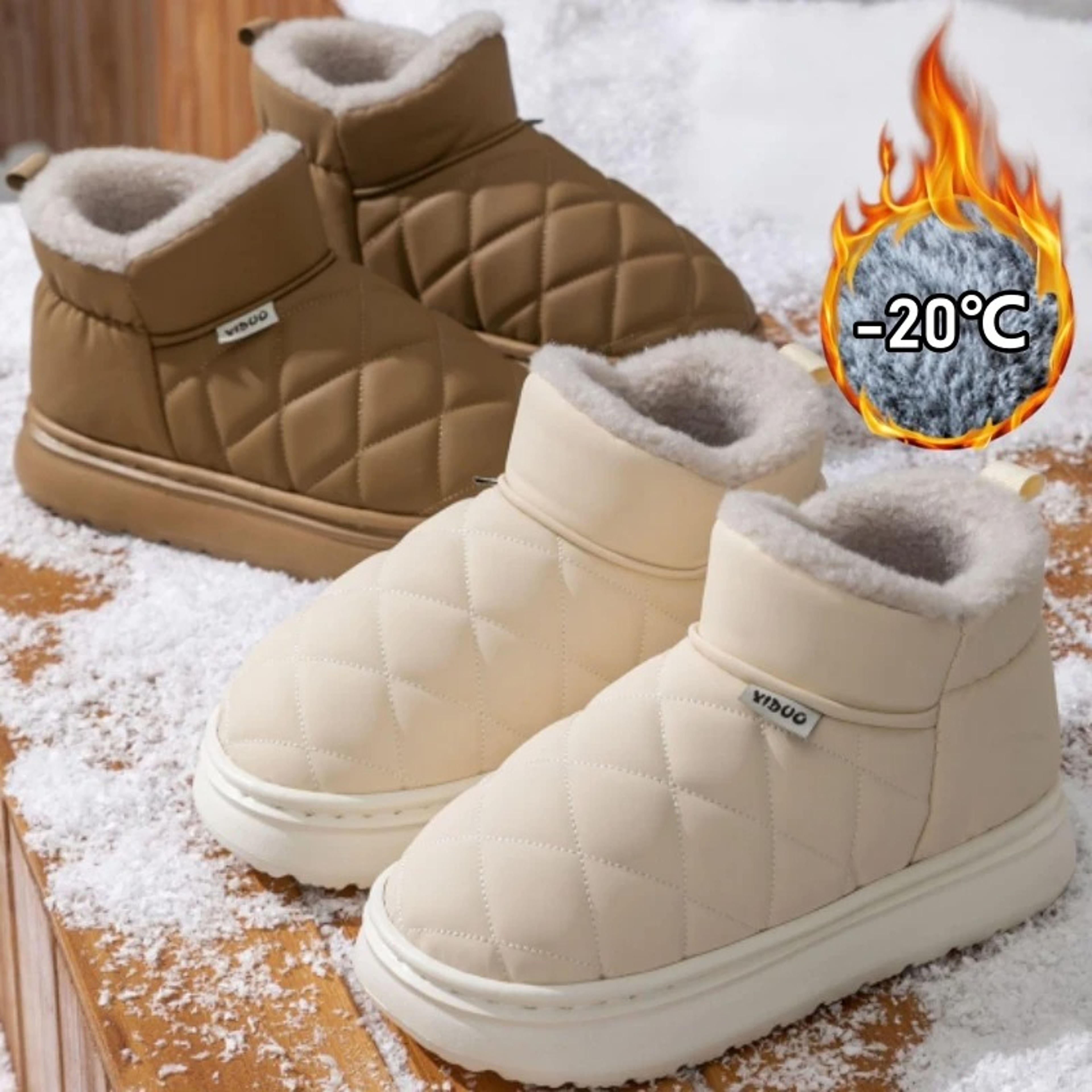 Slip Resistant Waterproof Winter Snow Boots for Women with Fur Lining and Outdoor Traction Sole – view 2