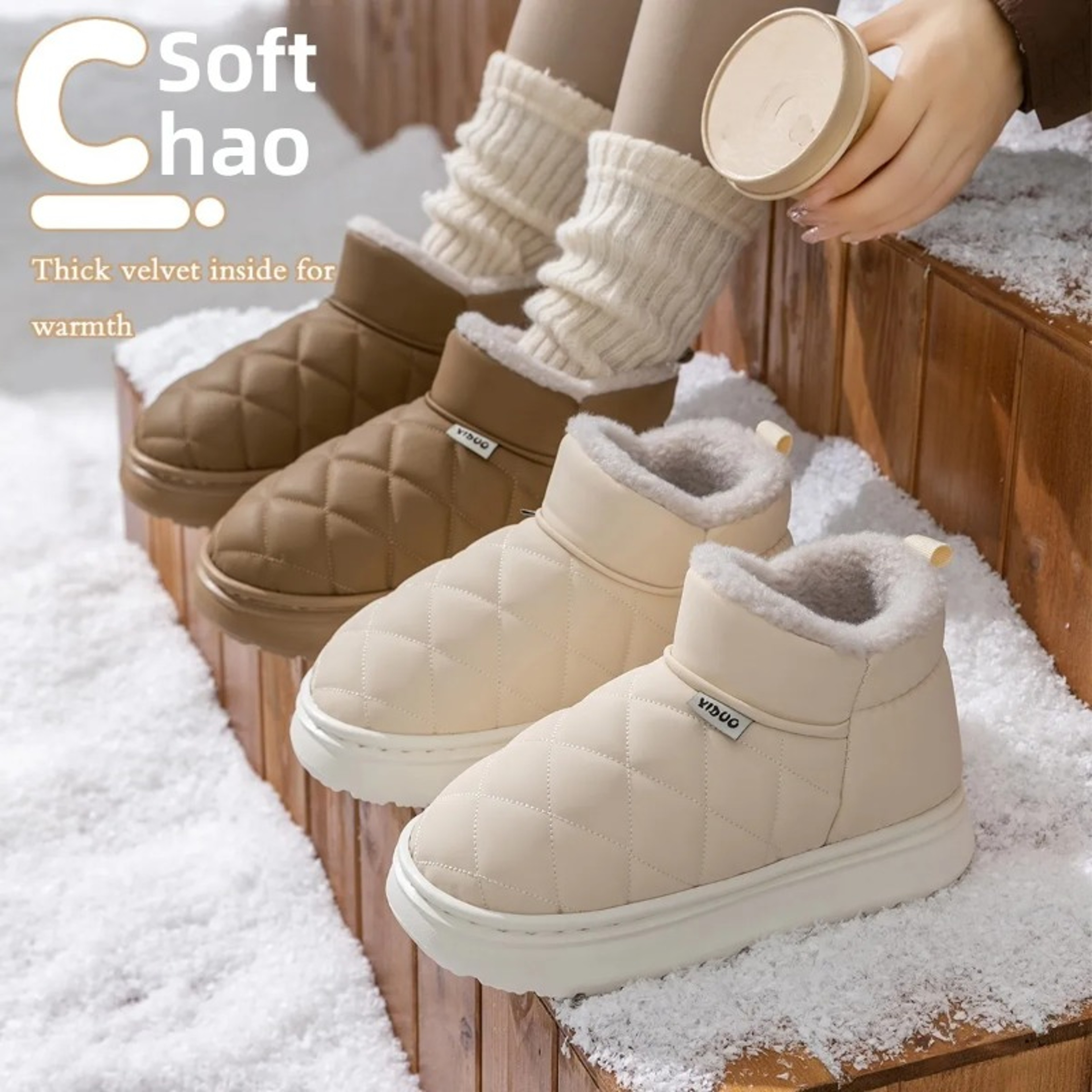 Slip Resistant Waterproof Winter Snow Boots for Women with Fur Lining and Outdoor Traction Sole – view 3