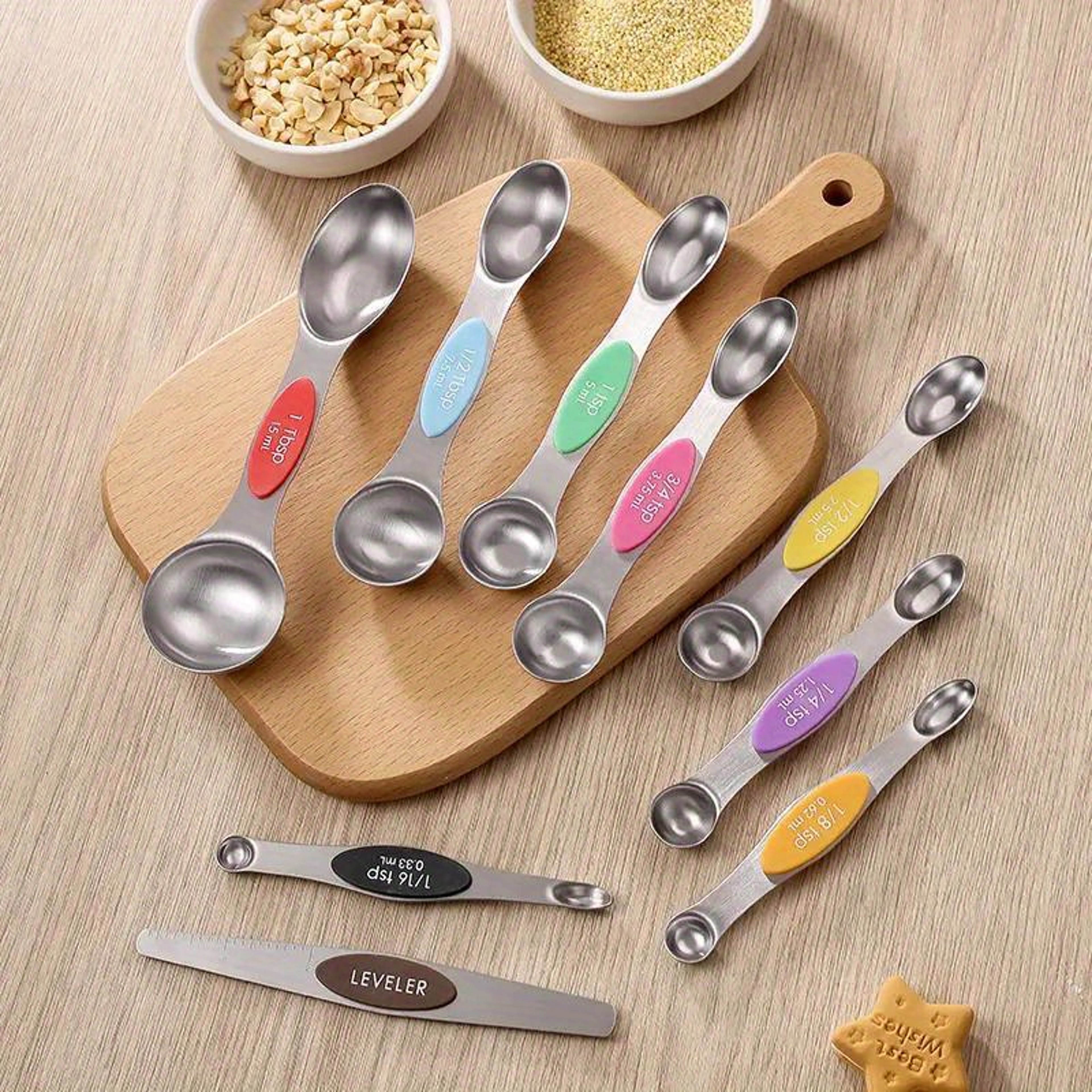 Stainless Steel Double Headed Measuring Spoon Set With Magnetic Suction And Scale 4