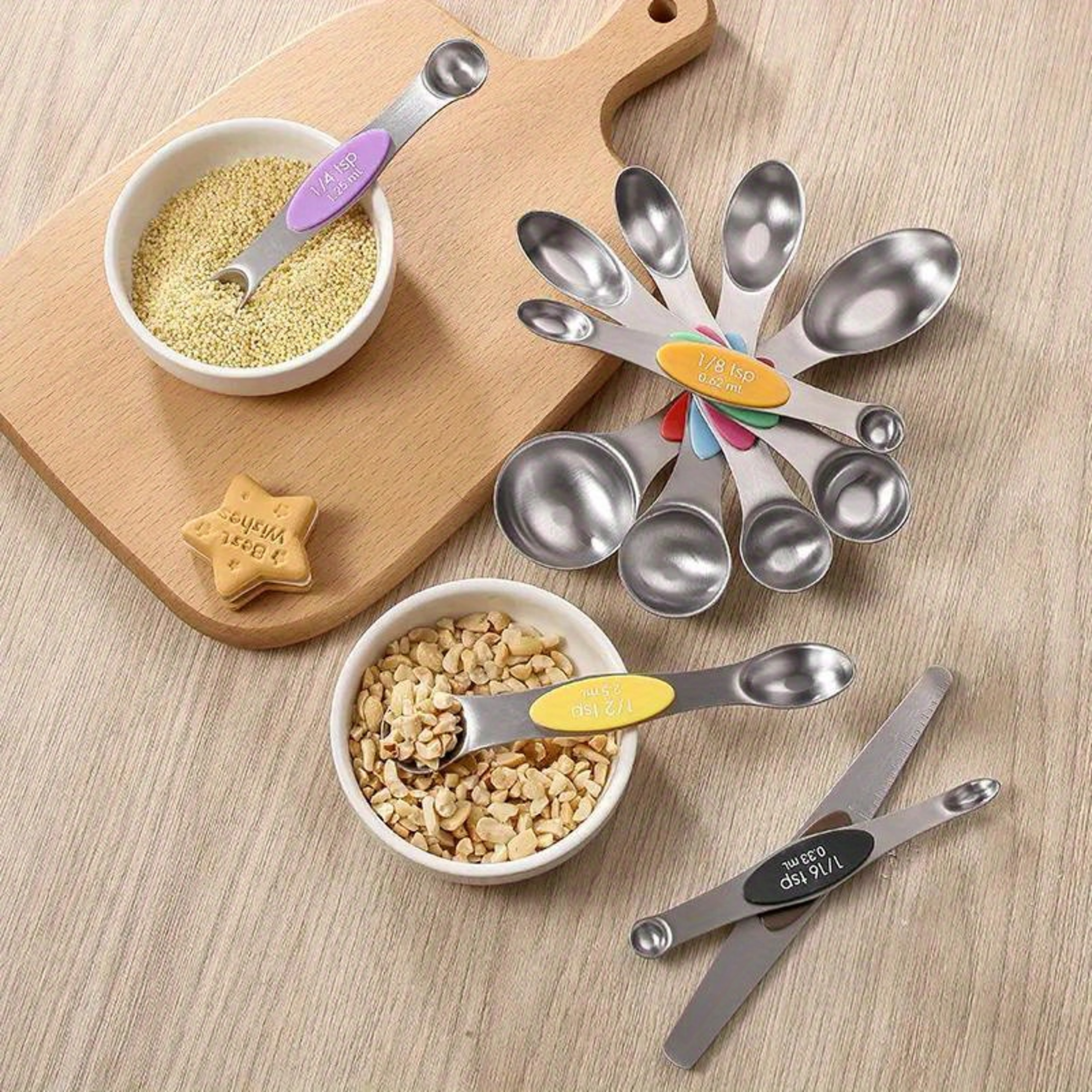 Stainless Steel Double Headed Measuring Spoon Set With Magnetic Suction And Scale 3