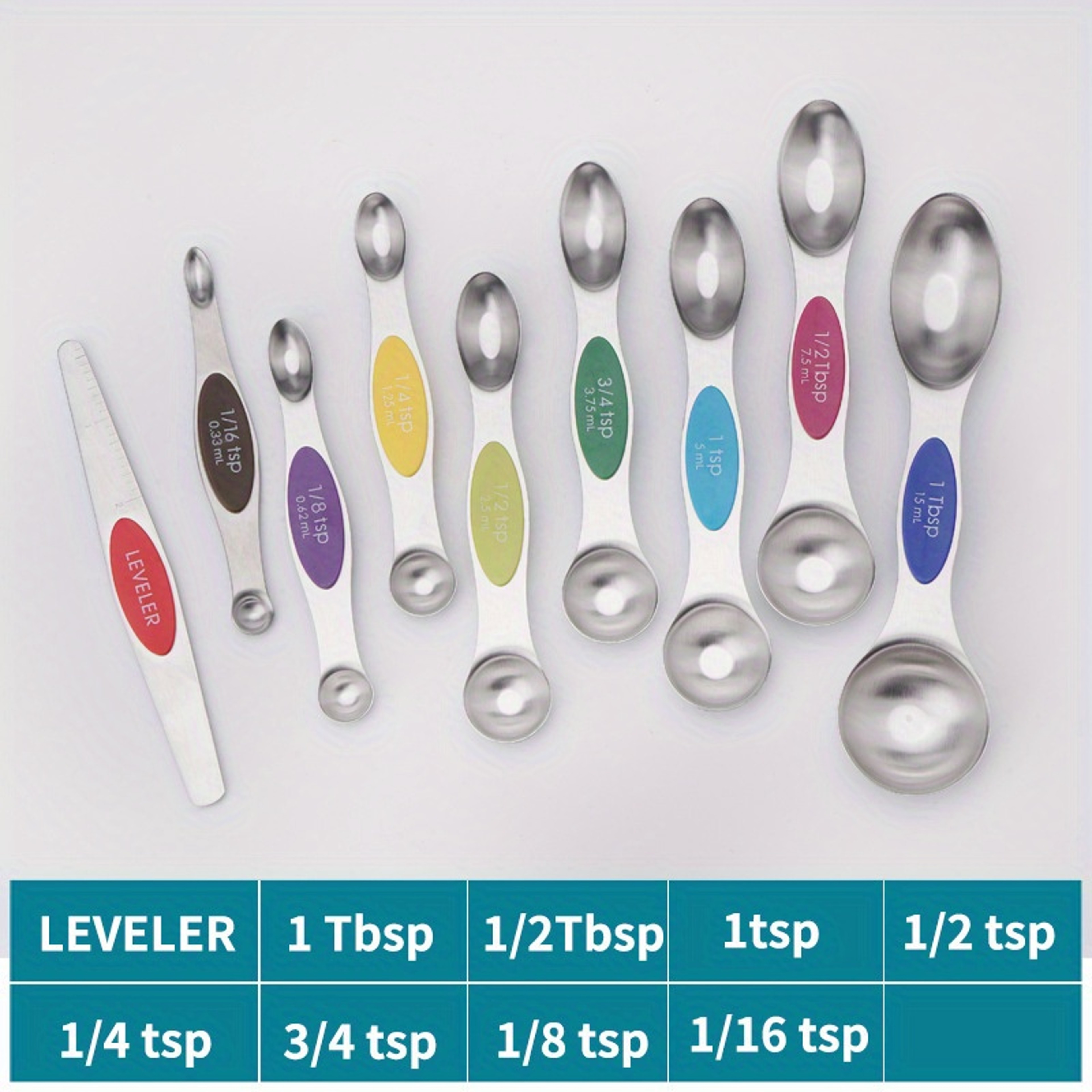 Stainless Steel Double Headed Measuring Spoon Set With Magnetic Suction And Scale 6