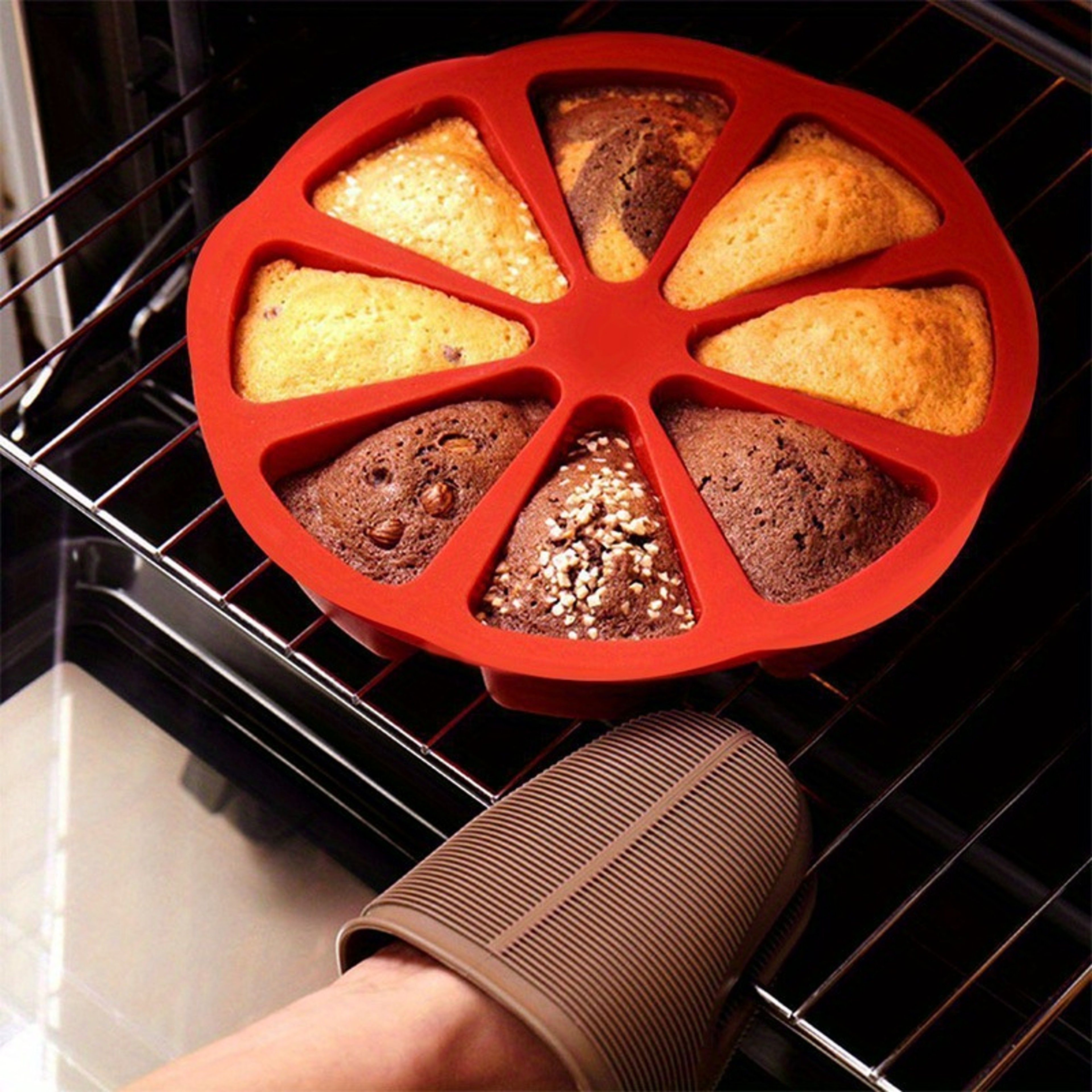 Silicone Triangle Cake Mold Set Non Stick Baking Tray For Brownies Pancakes Cupcakes 3