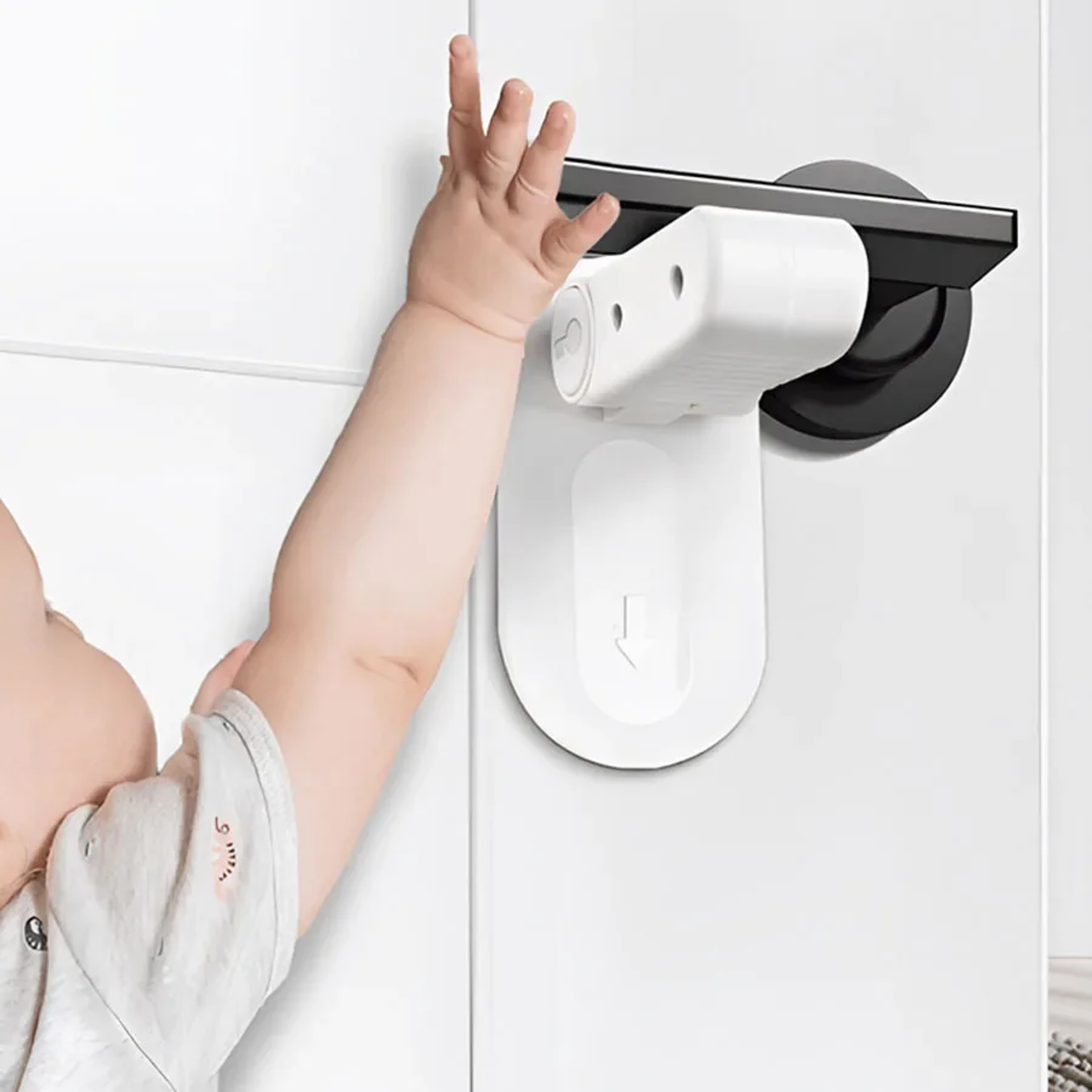 Antiopen Handle Door Lever Lock Universal Child Safety Lock Multifunction Punchfree Hidden Button B 1