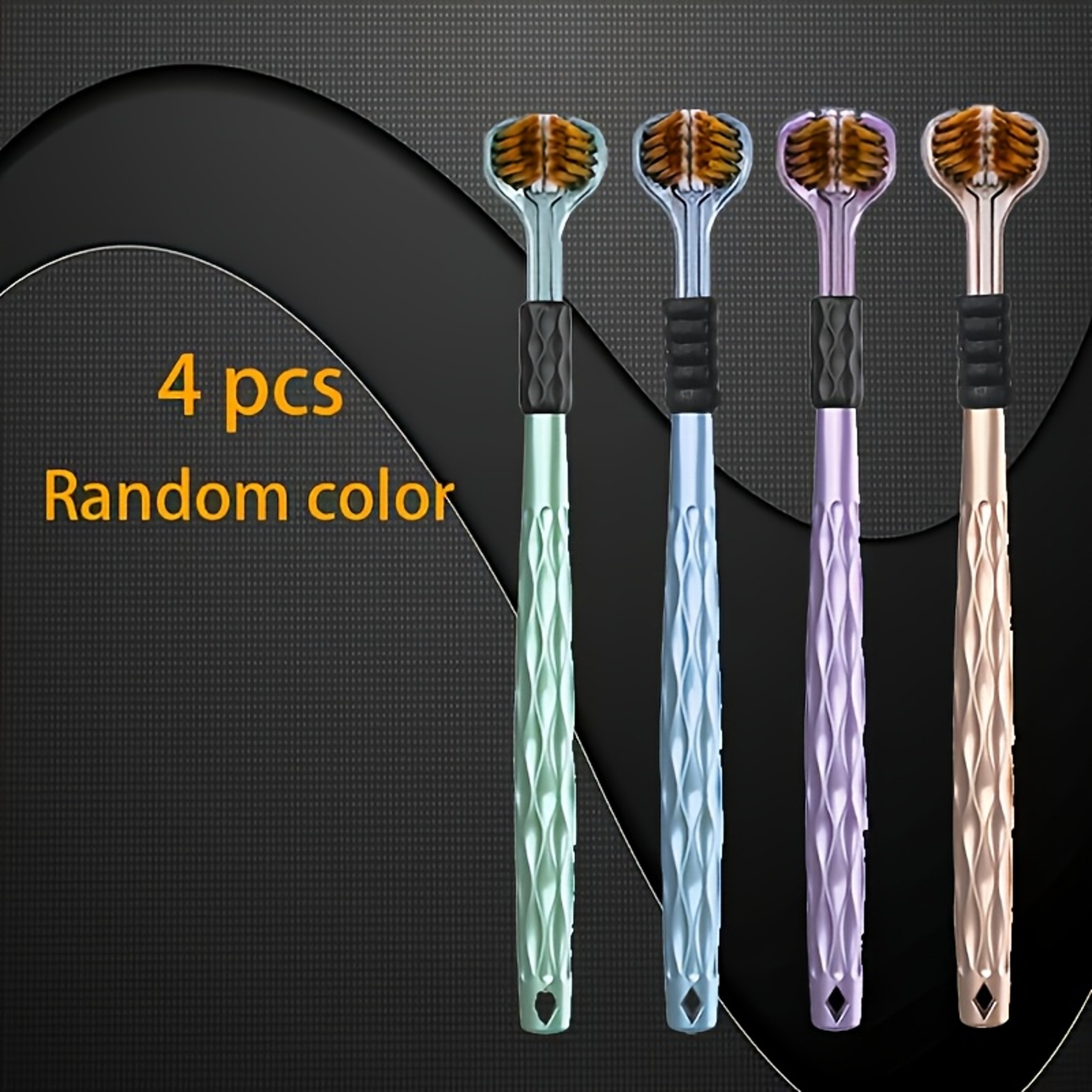Ergonomic Manual Toothbrush Set With Soft Grip Handle Golden Volcanic Bristles Replacement Brush He 5