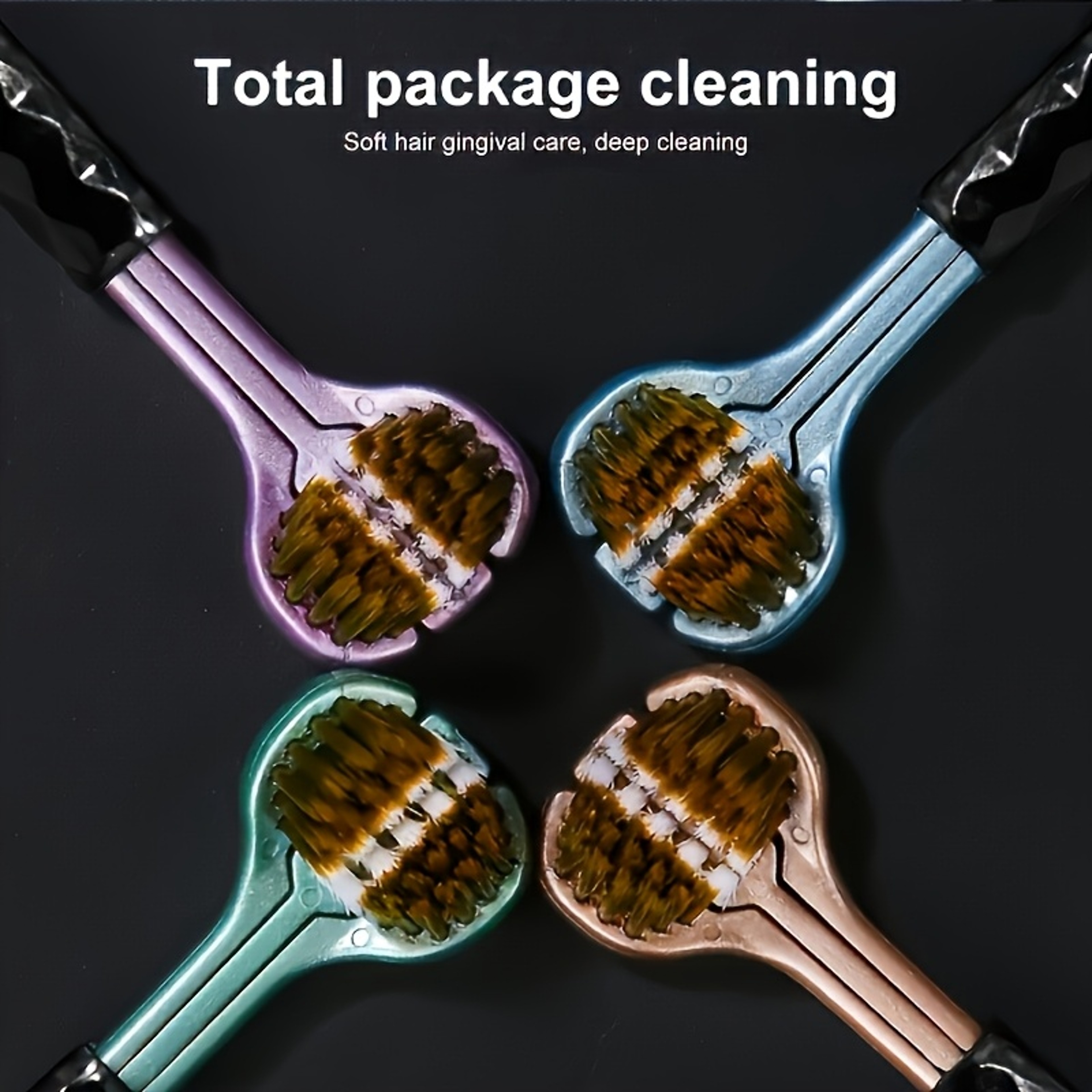 Ergonomic Manual Toothbrush Set With Soft Grip Handle Golden Volcanic Bristles Replacement Brush He 3
