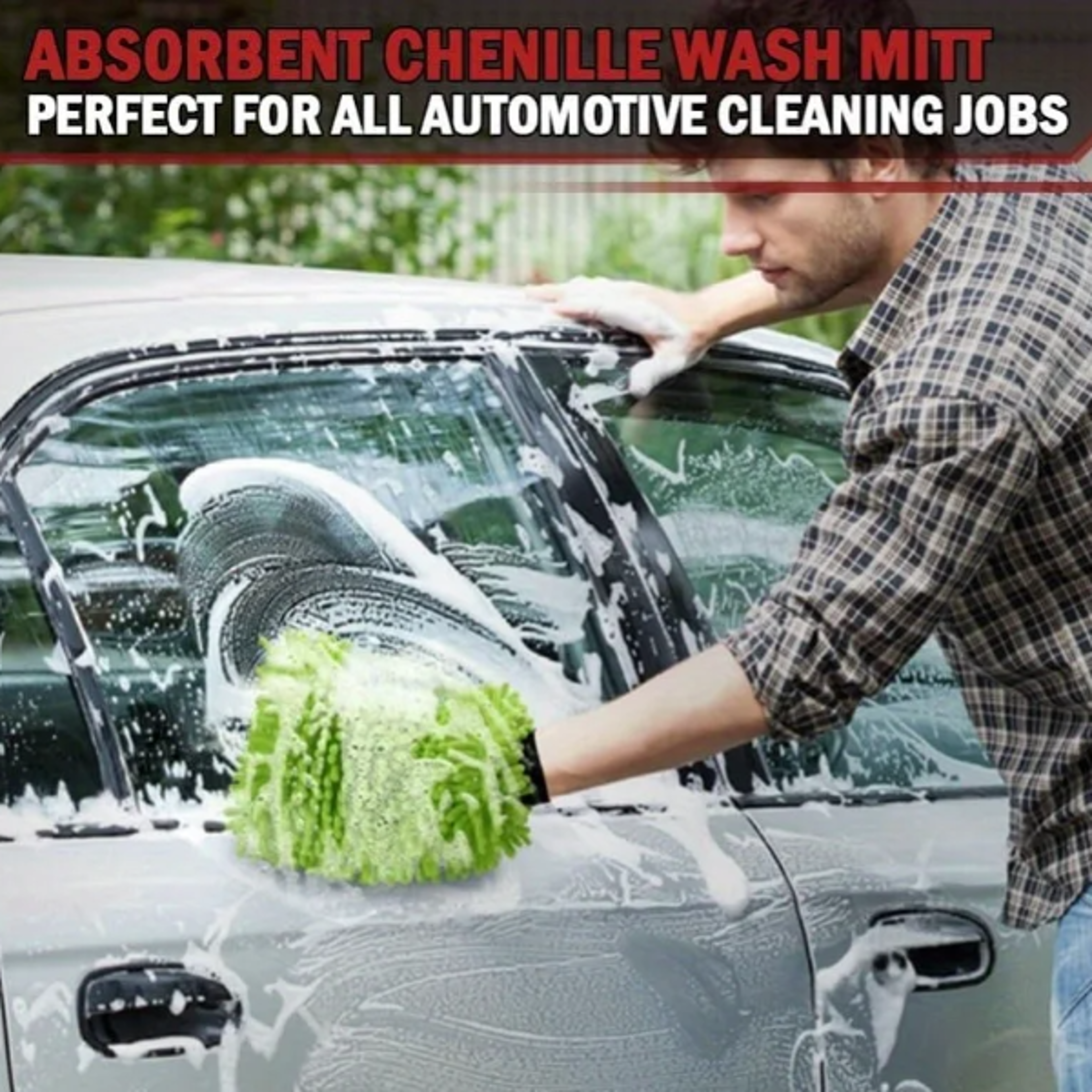 HighQuality Car Cleaning Microfiber Gloves LintFree ScratchFree Green Car Wash Gloves