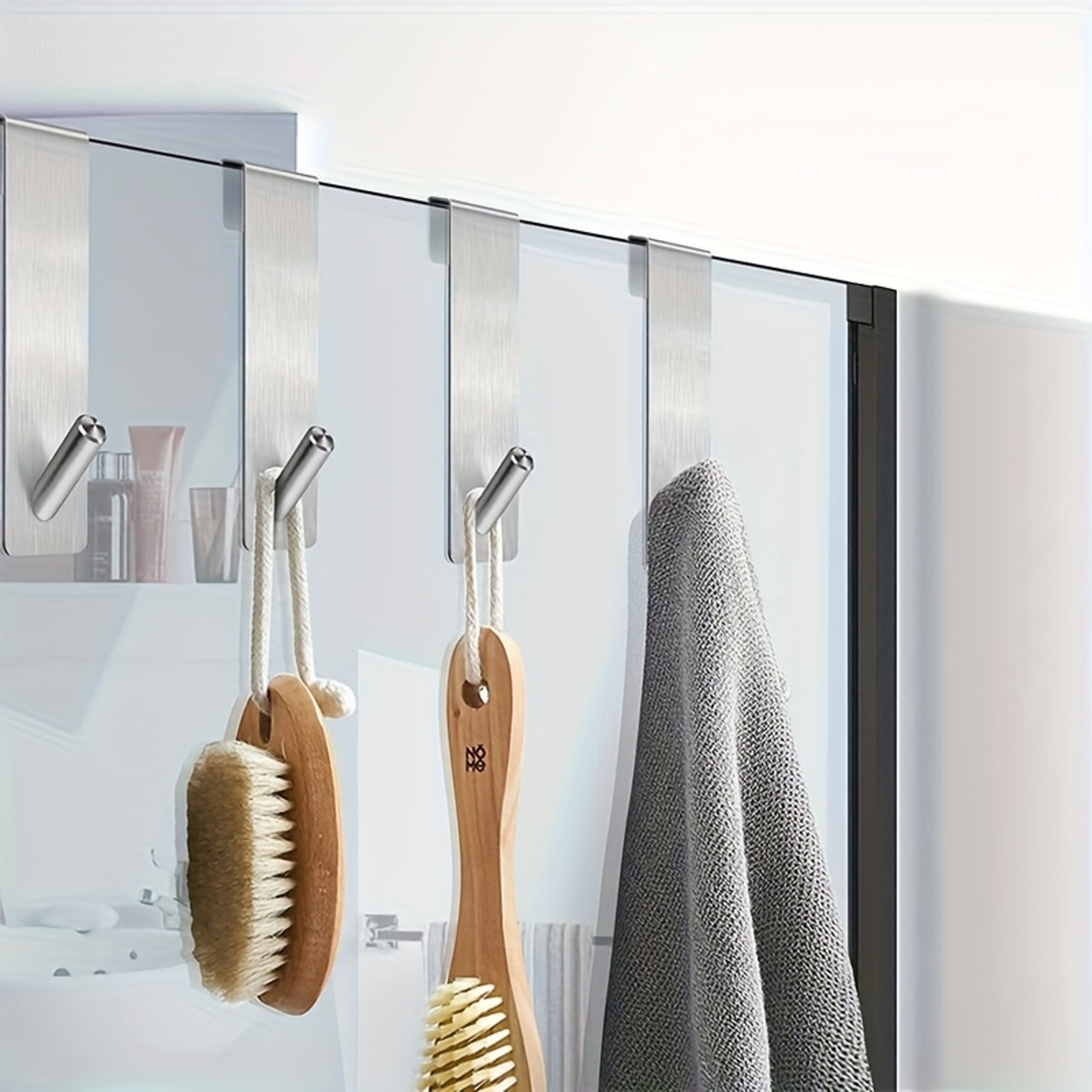 SShape Towel Hooks Stainless Steel Over Glass Door Shower Rack Bathrobe Holder 3