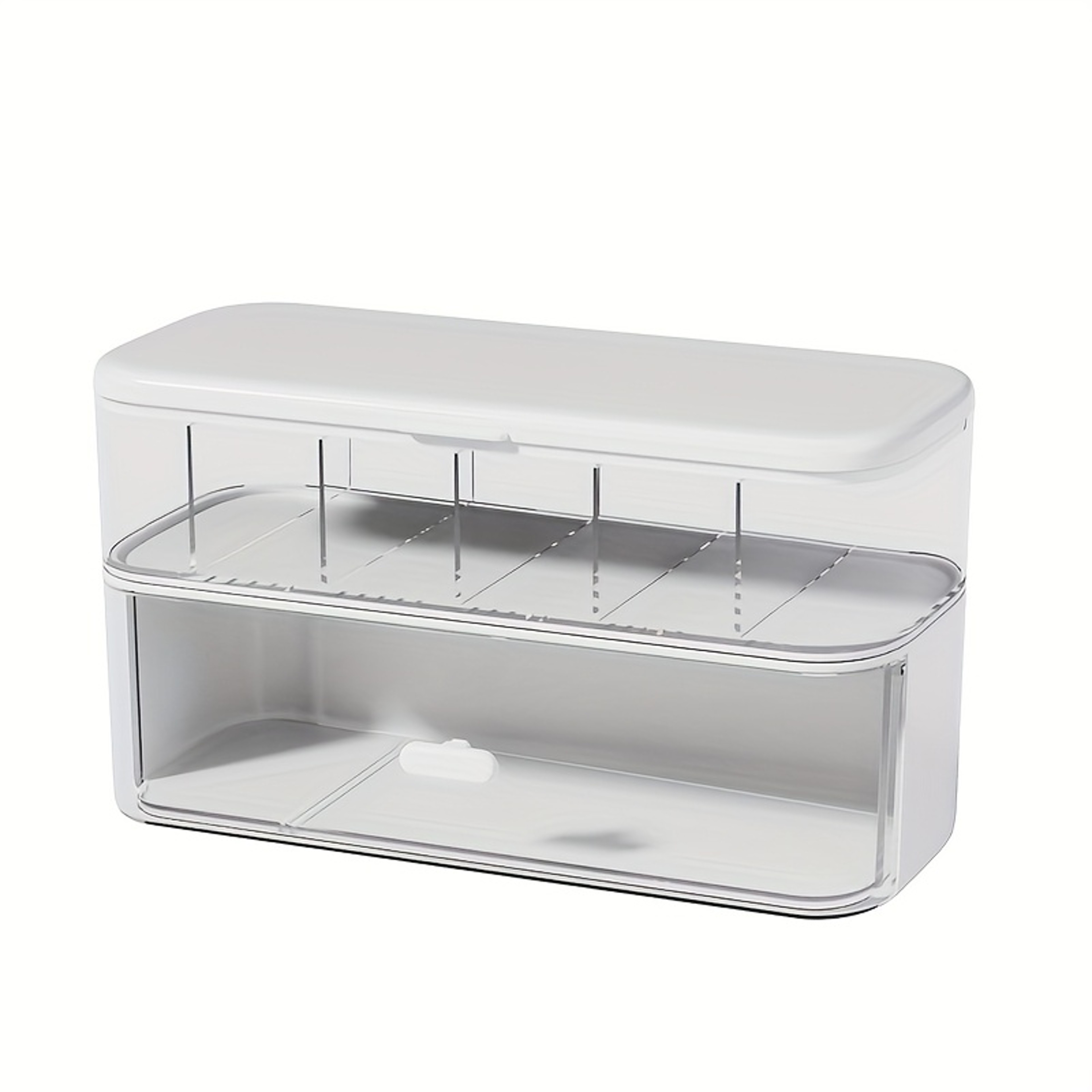 Compact Transparent Desktop Cable Organizer Box With Lid Cord Charger Storage Solution No Power Nee 4