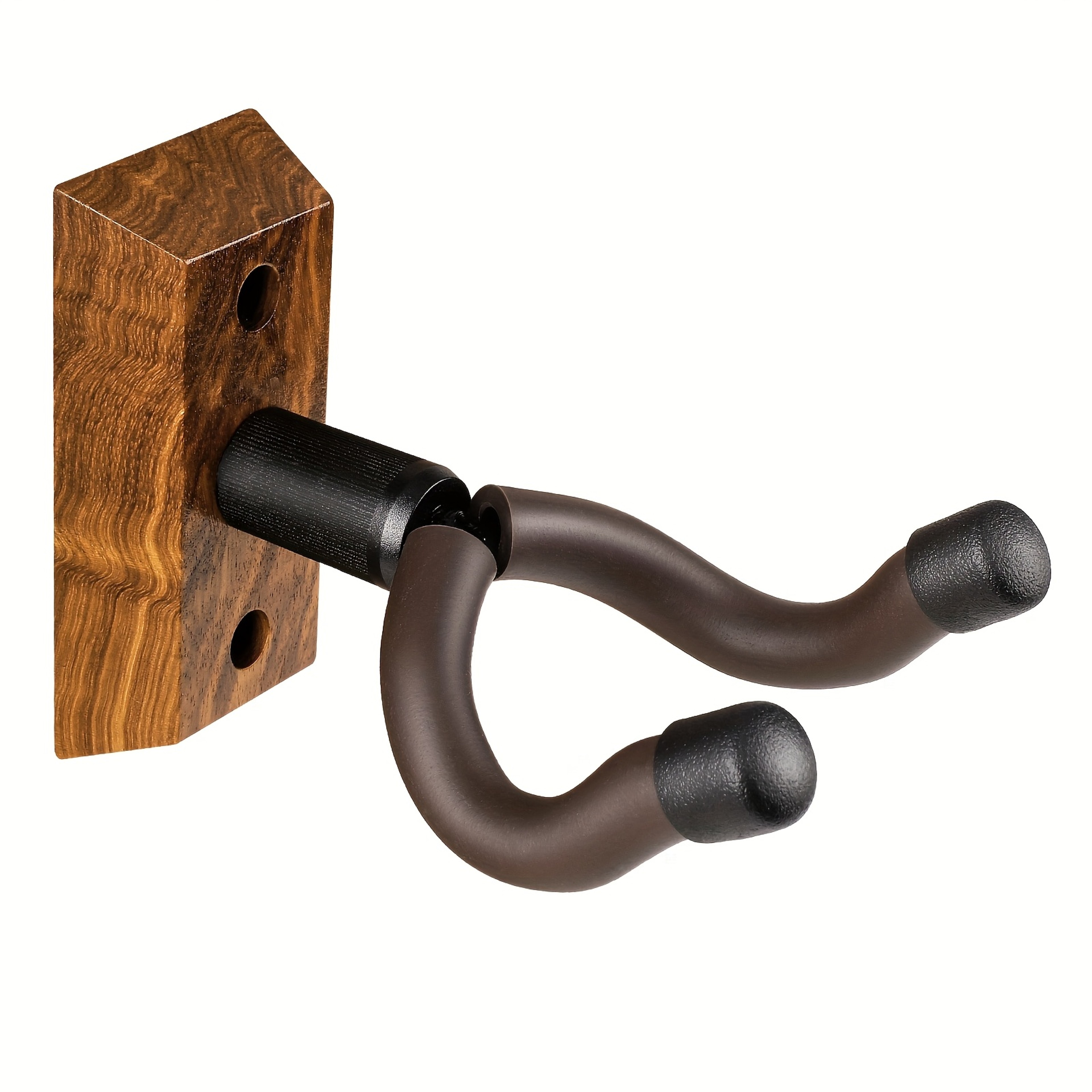 Premium Zebra Wood Guitar Wall Mount With Rotating Hooks  Universal Guitar Hanger For All Sizes 0