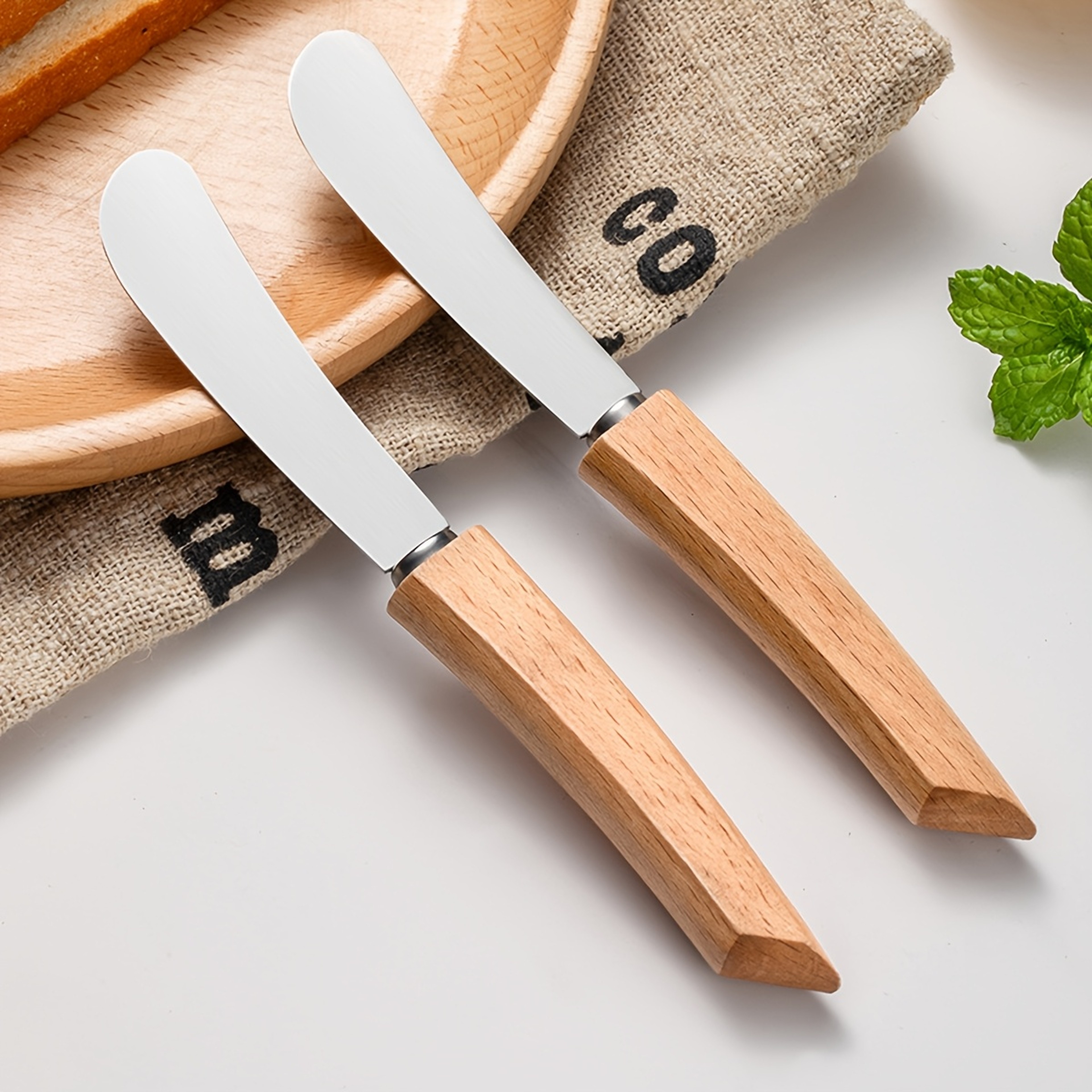 Stainless Steel Butter Knife With Wooden Long Handle  Perfect For Spreading Jam Butter And Pastry 1