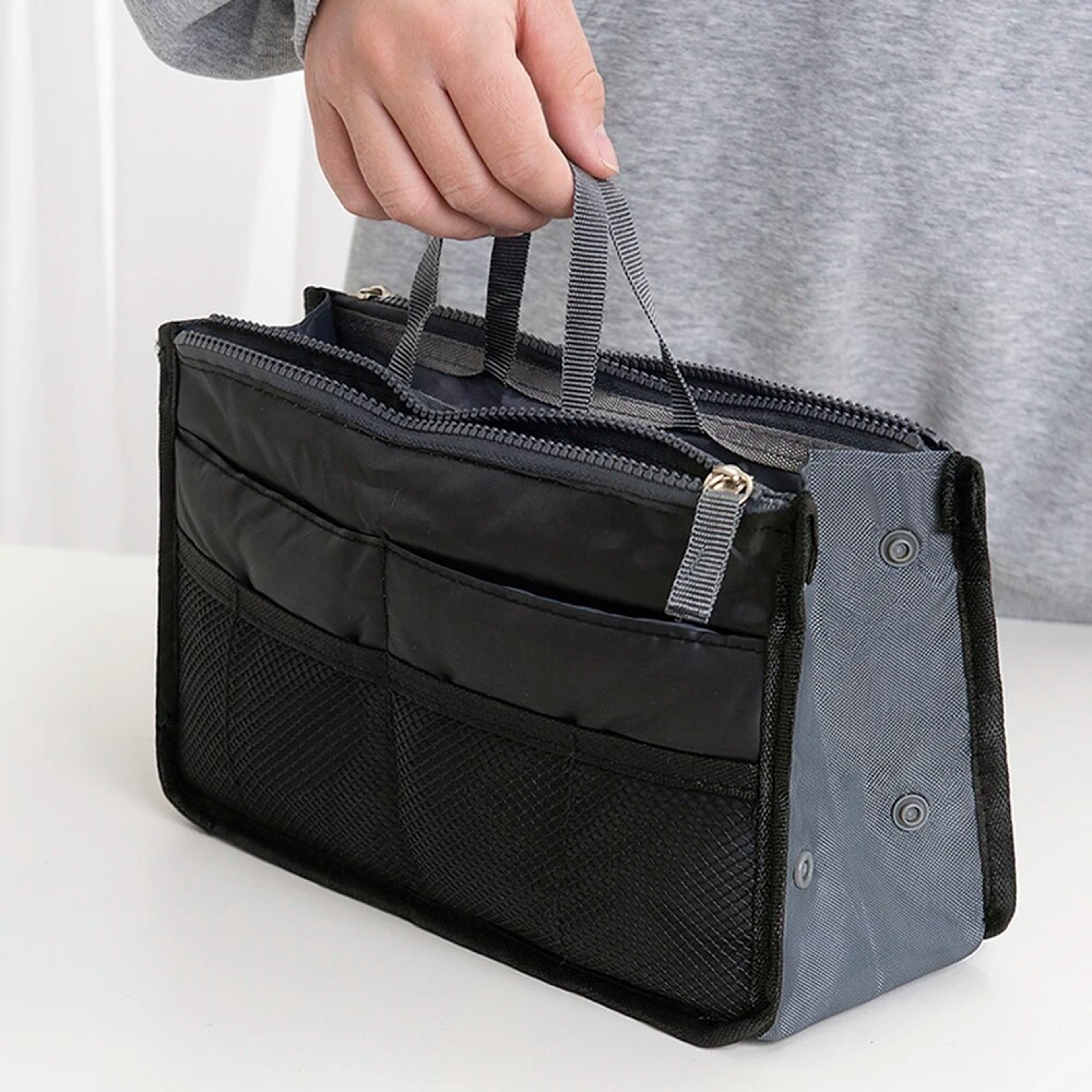 Large Capacity Makeup Bag With Double Zipper Travel Organizer 1