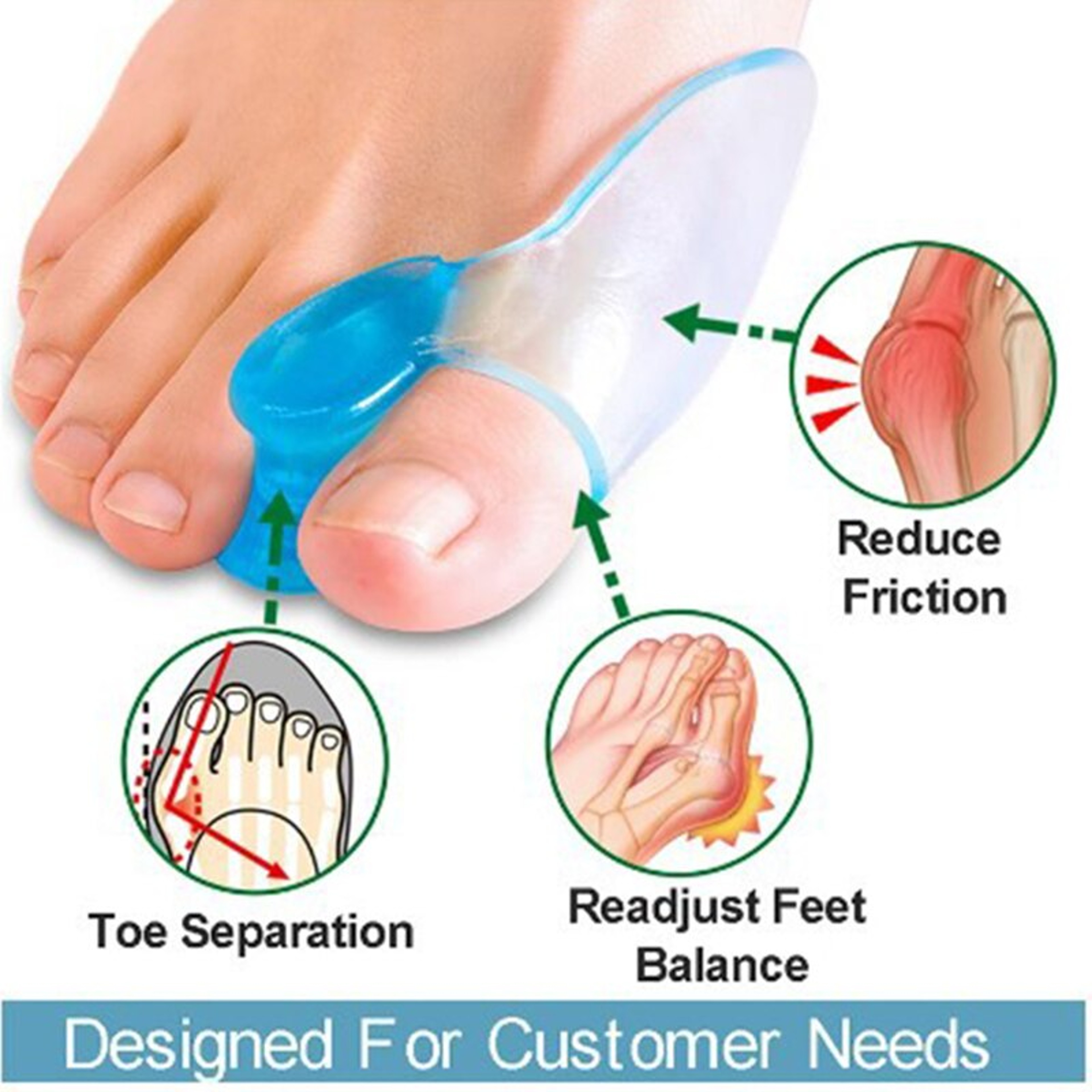 Silicone Toe Splitter Correction Device For Hallux Valgus  Foot Bone Separation 1