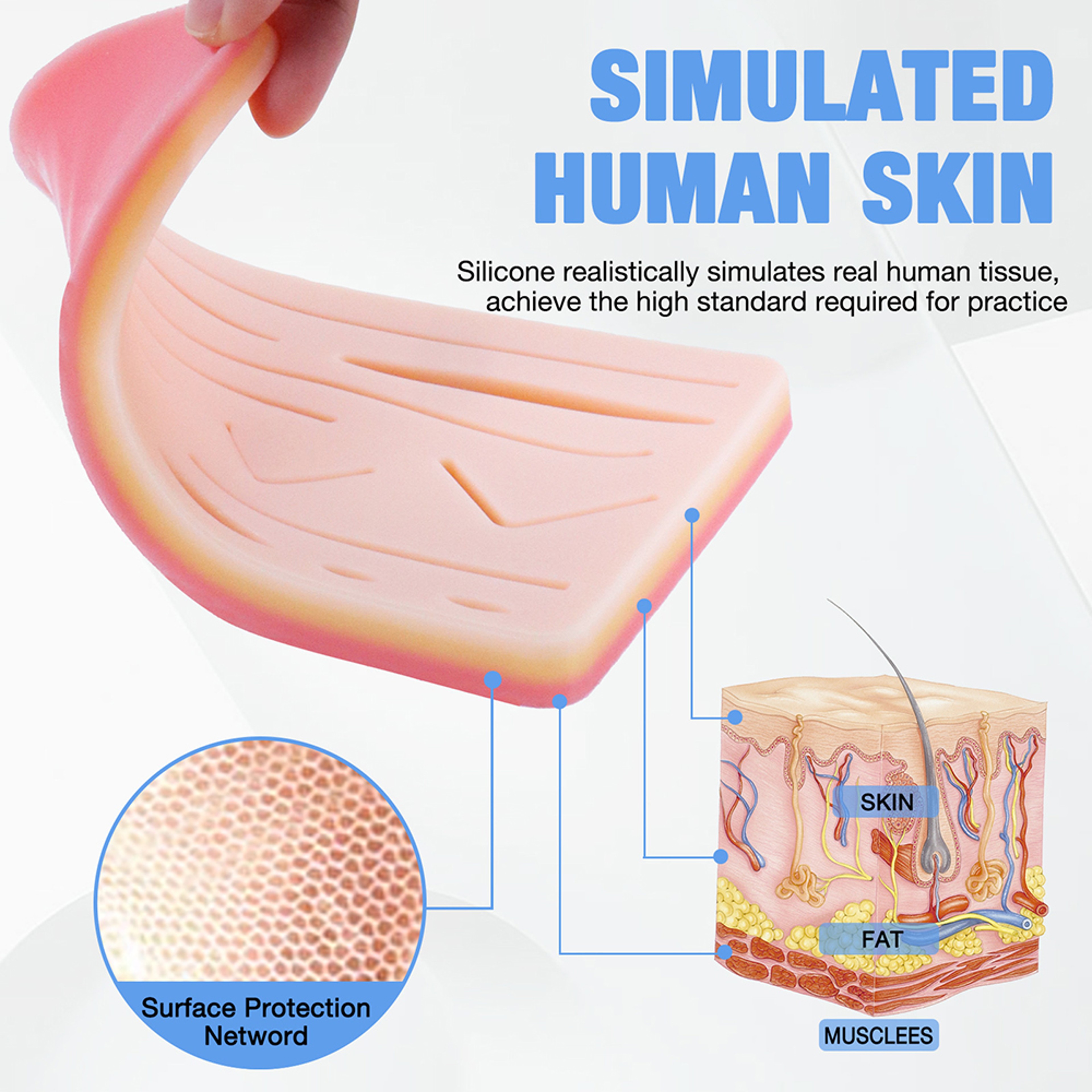 Silicone Skin Pad Suture Training Kit For Surgeon Medical Practice Traumatic Wound Simulation 2