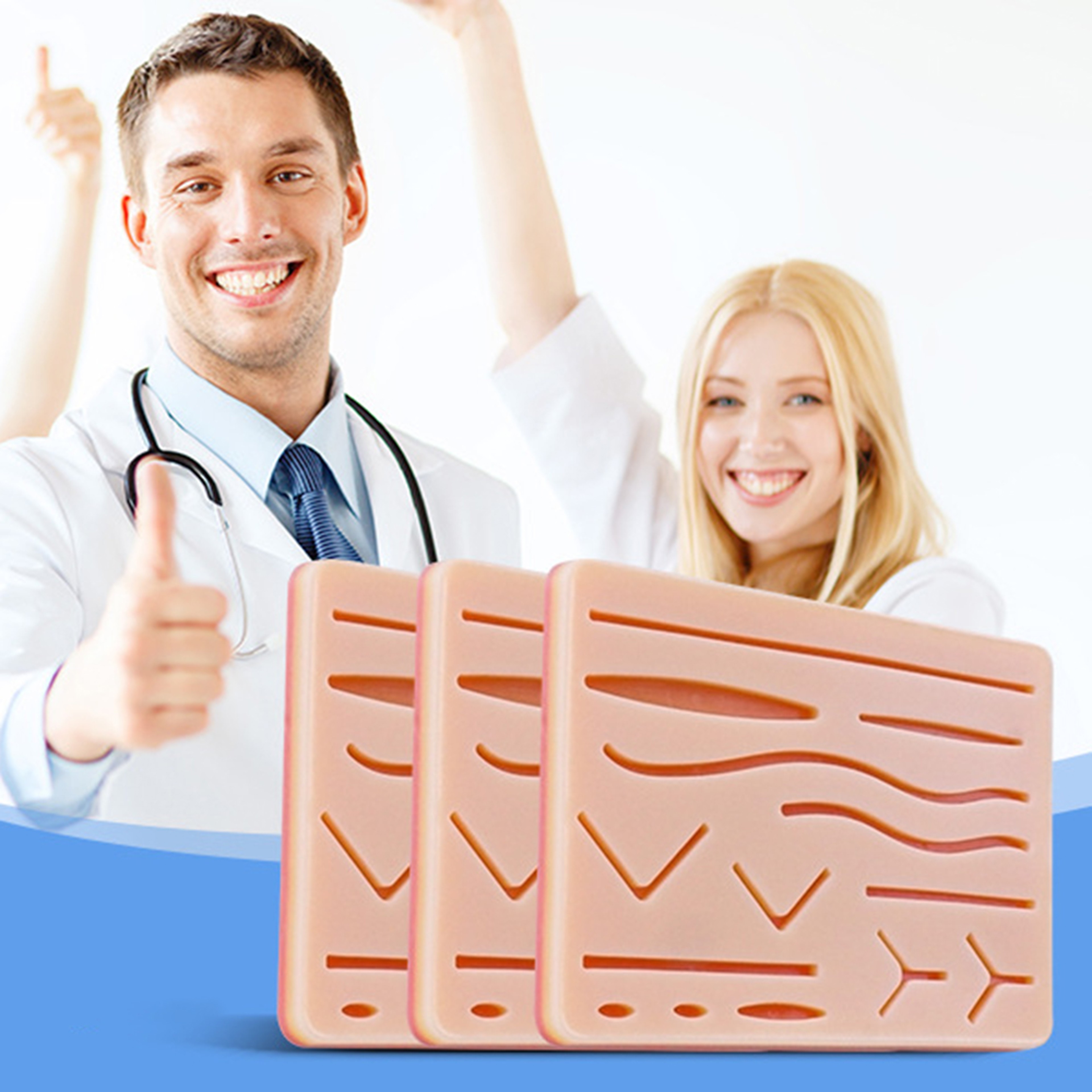 Silicone Skin Pad Suture Training Kit For Surgeon Medical Practice Traumatic Wound Simulation 0