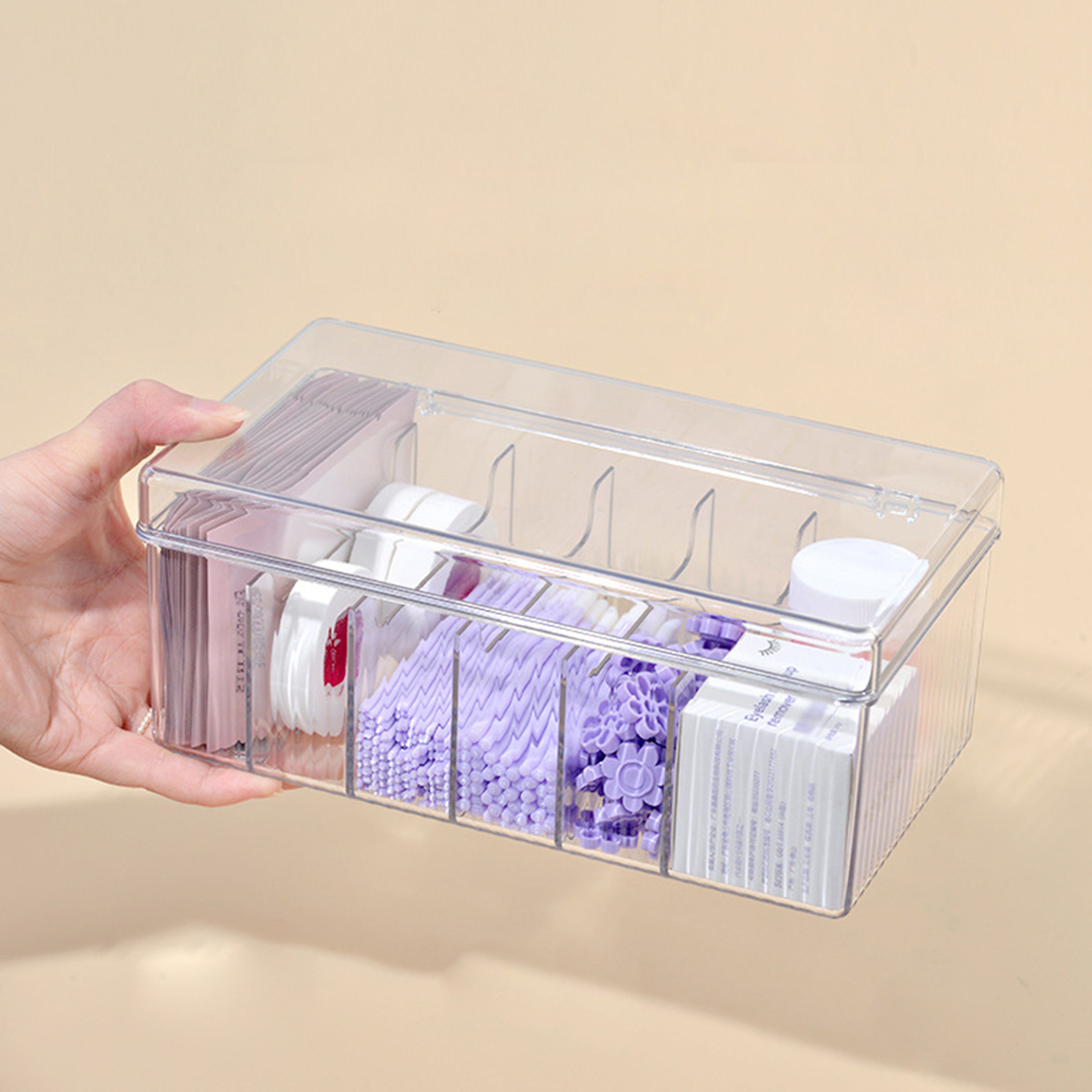 Acrylic Eyelash Storage Box With Lid  Transparent Desktop Organizer For Eyelash Stylists 1