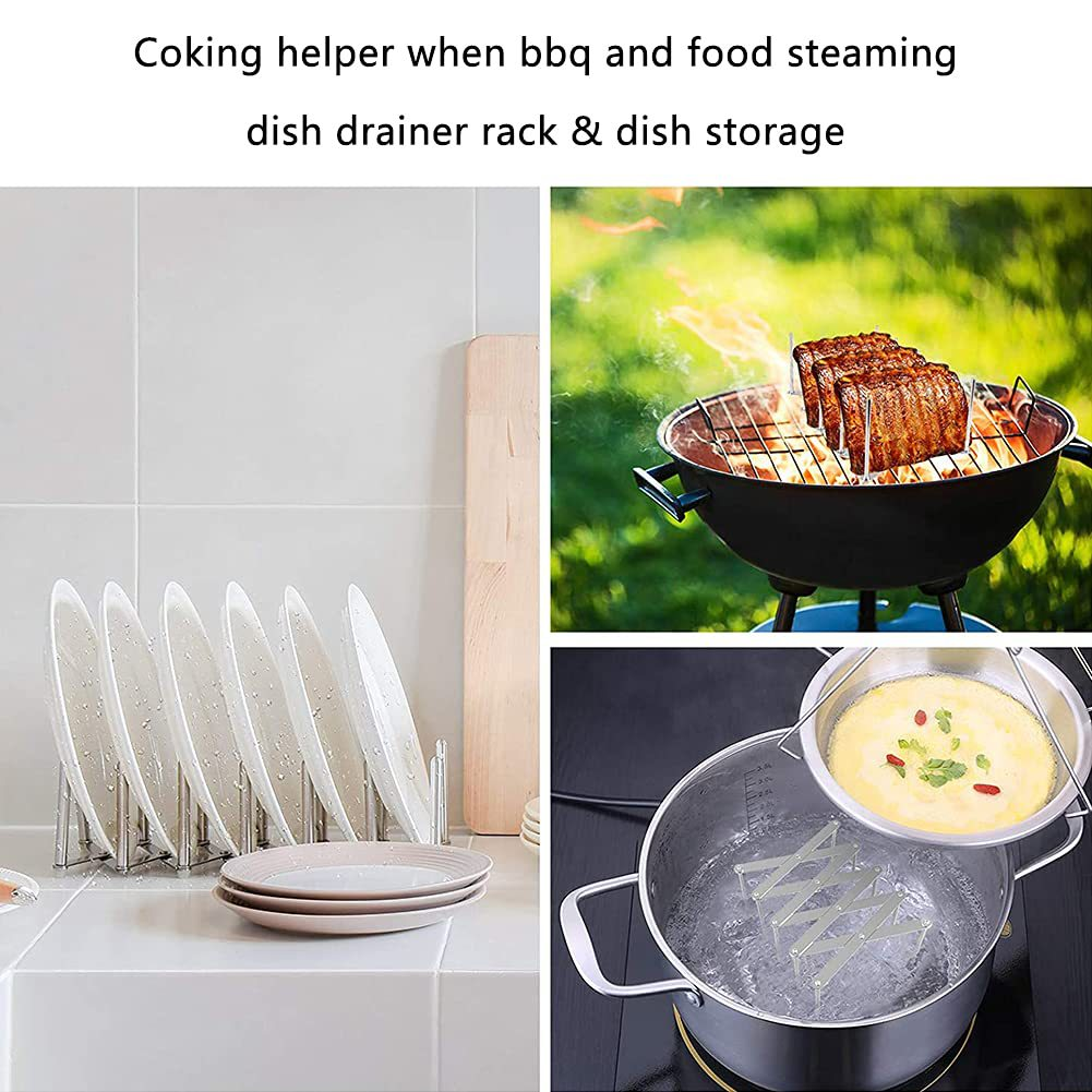 Stainless Steel Dish Rack Adjustable Kitchen Drainer  Foldable Utensil Holder SpaceSaving Design 3
