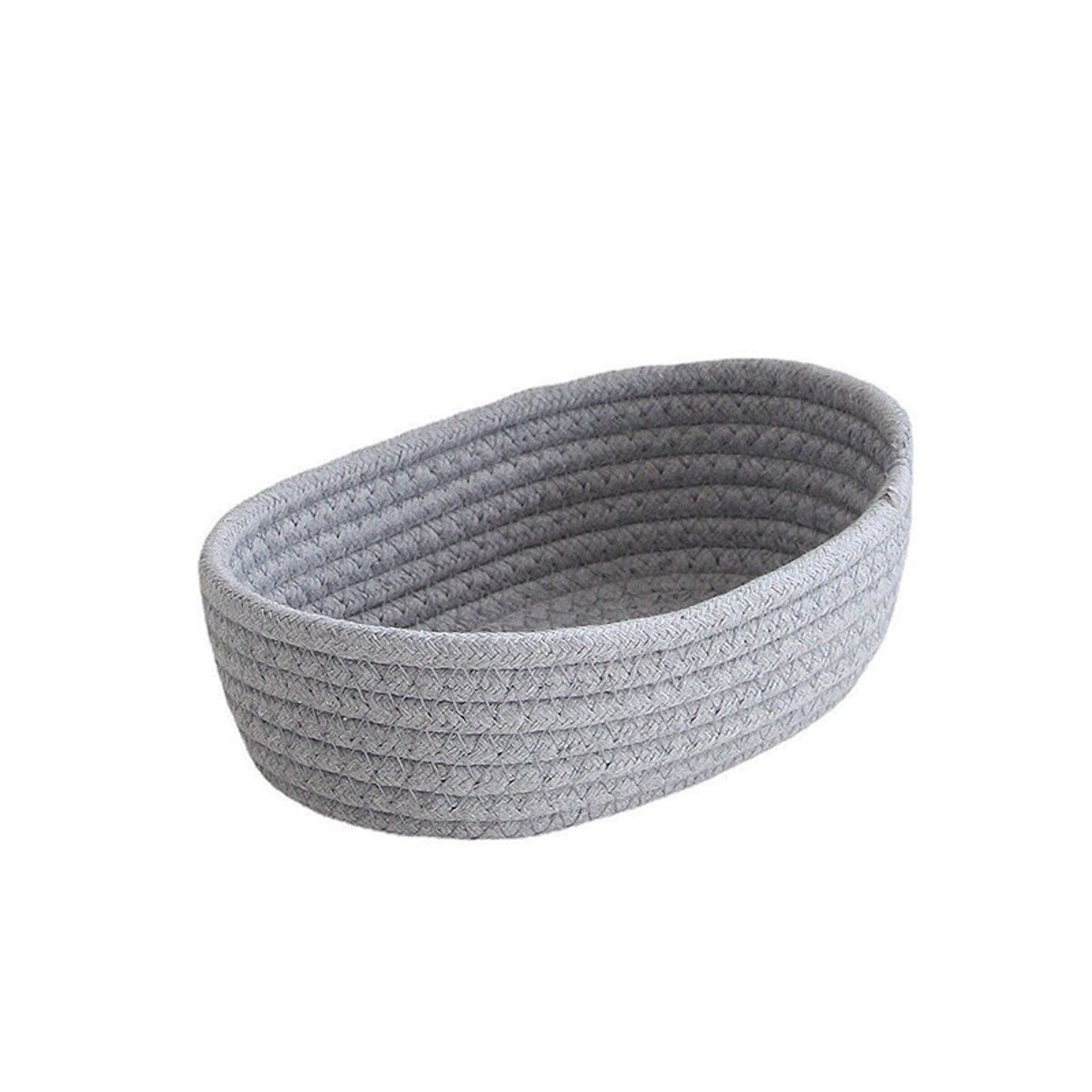 Hand Woven Cotton Thread Storage Basket BoatShaped Storage Box For Toys Cosmetics Office And Statio 4