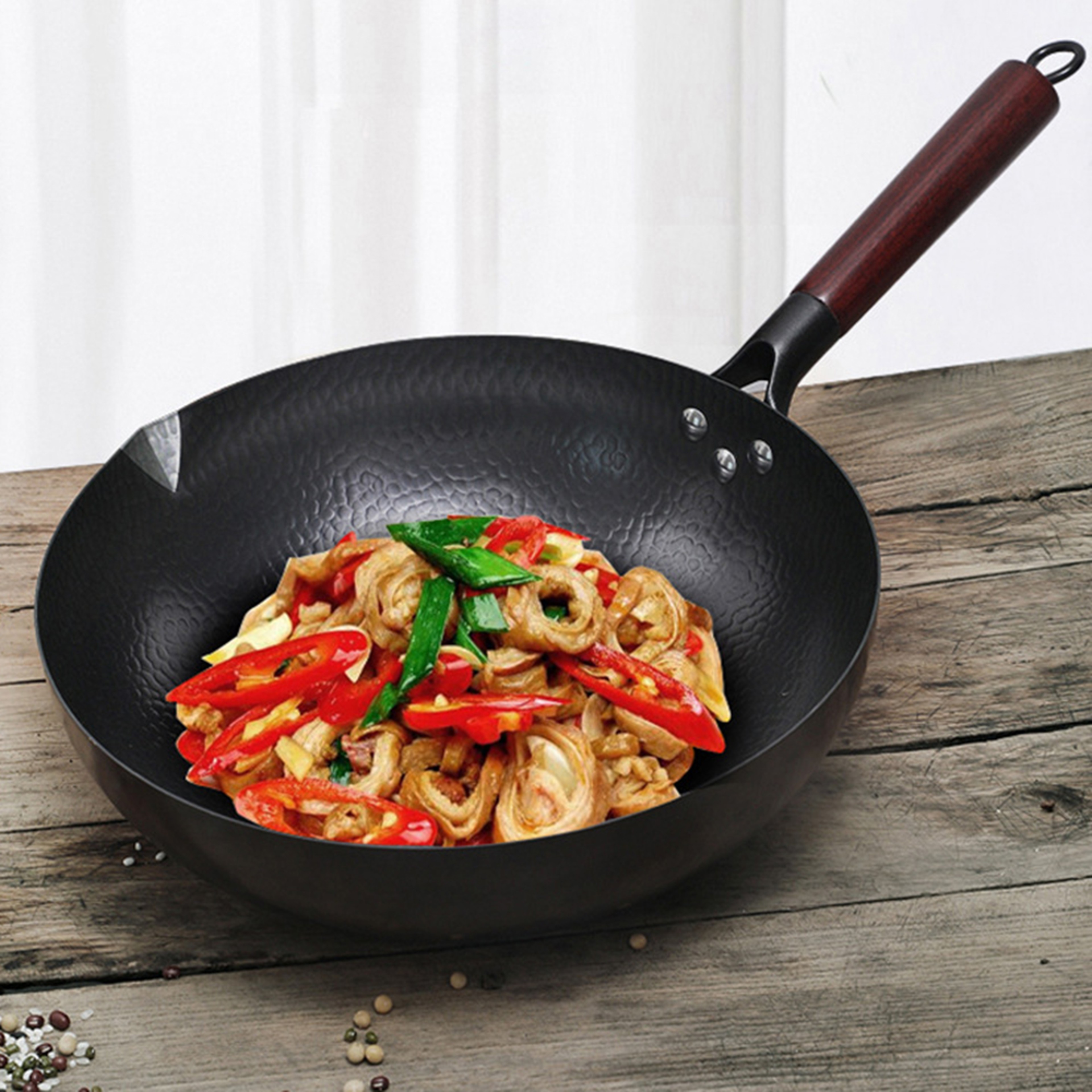 Pure Iron Wok Pan, Non-Coated Cast Iron for Gas and Induction Cooker Chinese Wok Cookware – view 3
