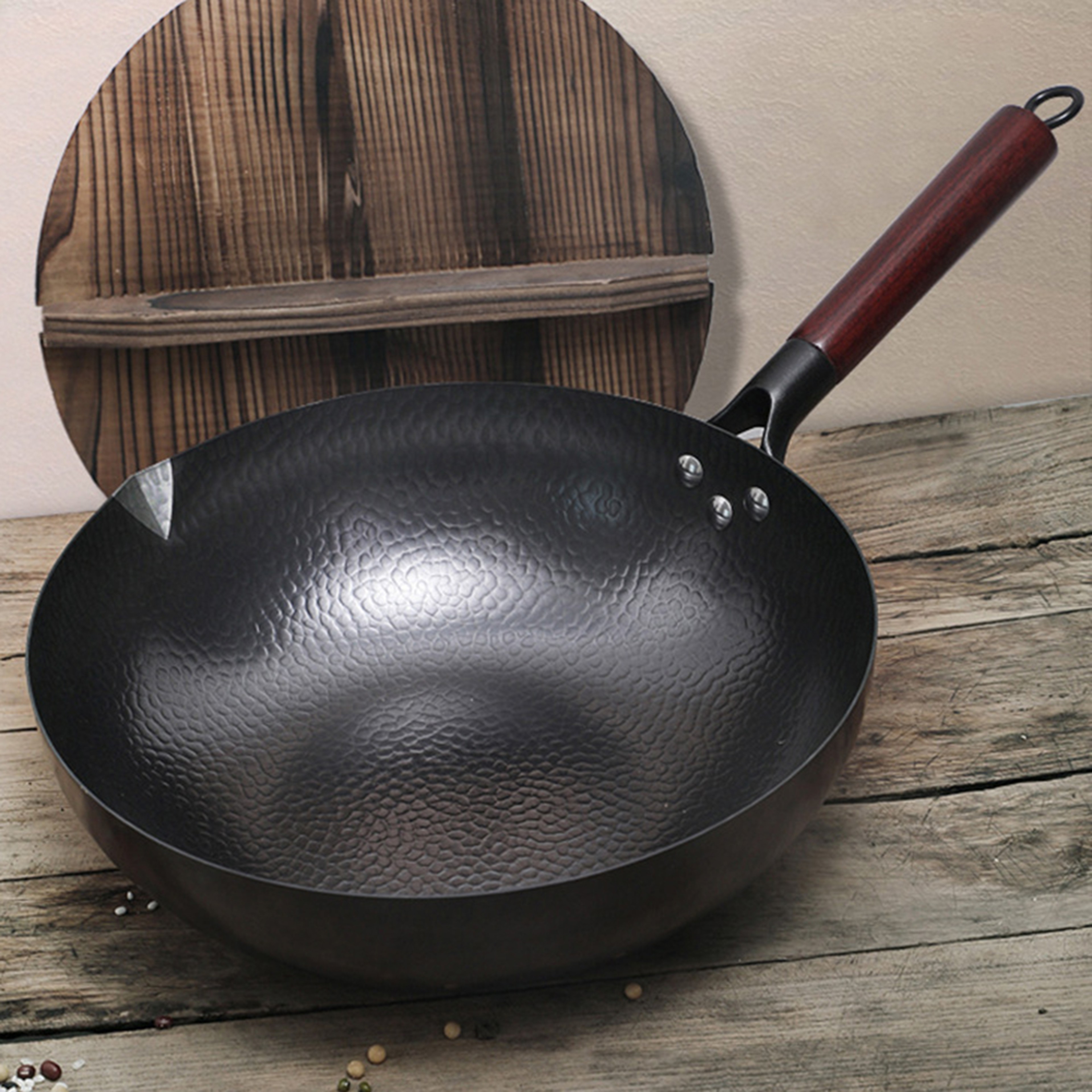Pure Iron Wok Pan, Non-Coated Cast Iron for Gas and Induction Cooker Chinese Wok Cookware – view 5