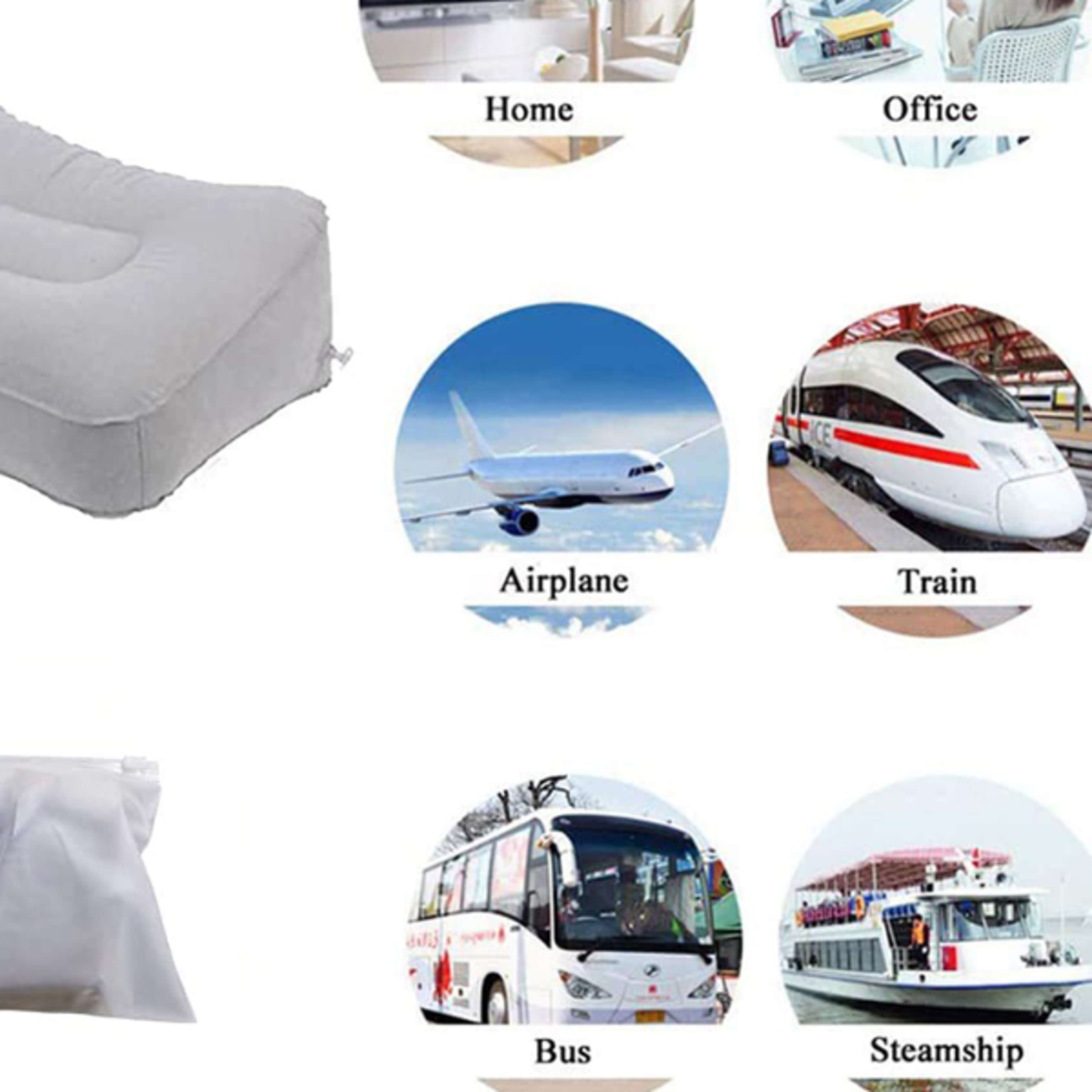Inflatable Footrest Pillow for Travel and Office Relaxing Air Cushion for Leg Support