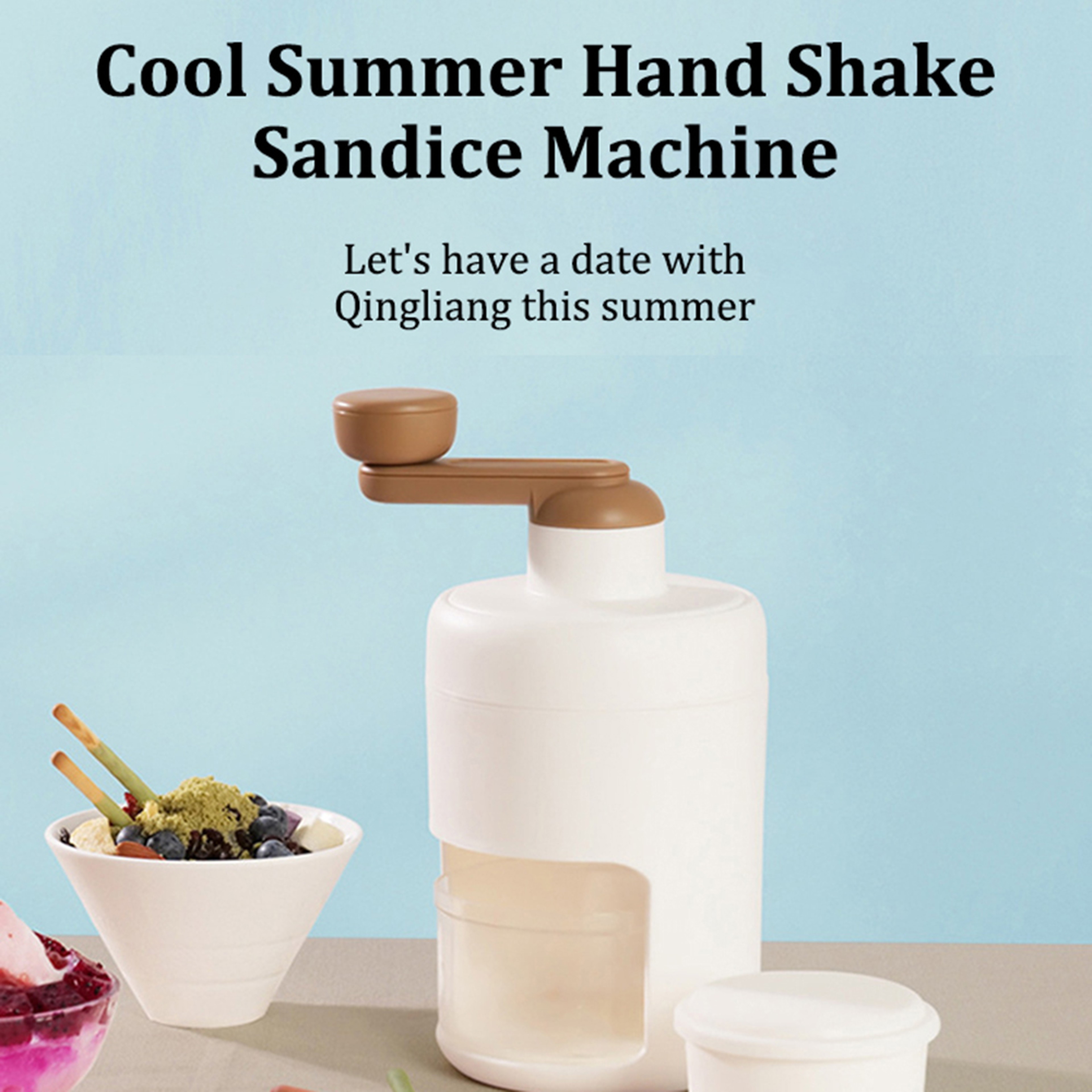 Manual Ice Shaver Machine Portable DIY Slushy Snow Cone Maker Hand Crank Stainless Steel Blade For  3