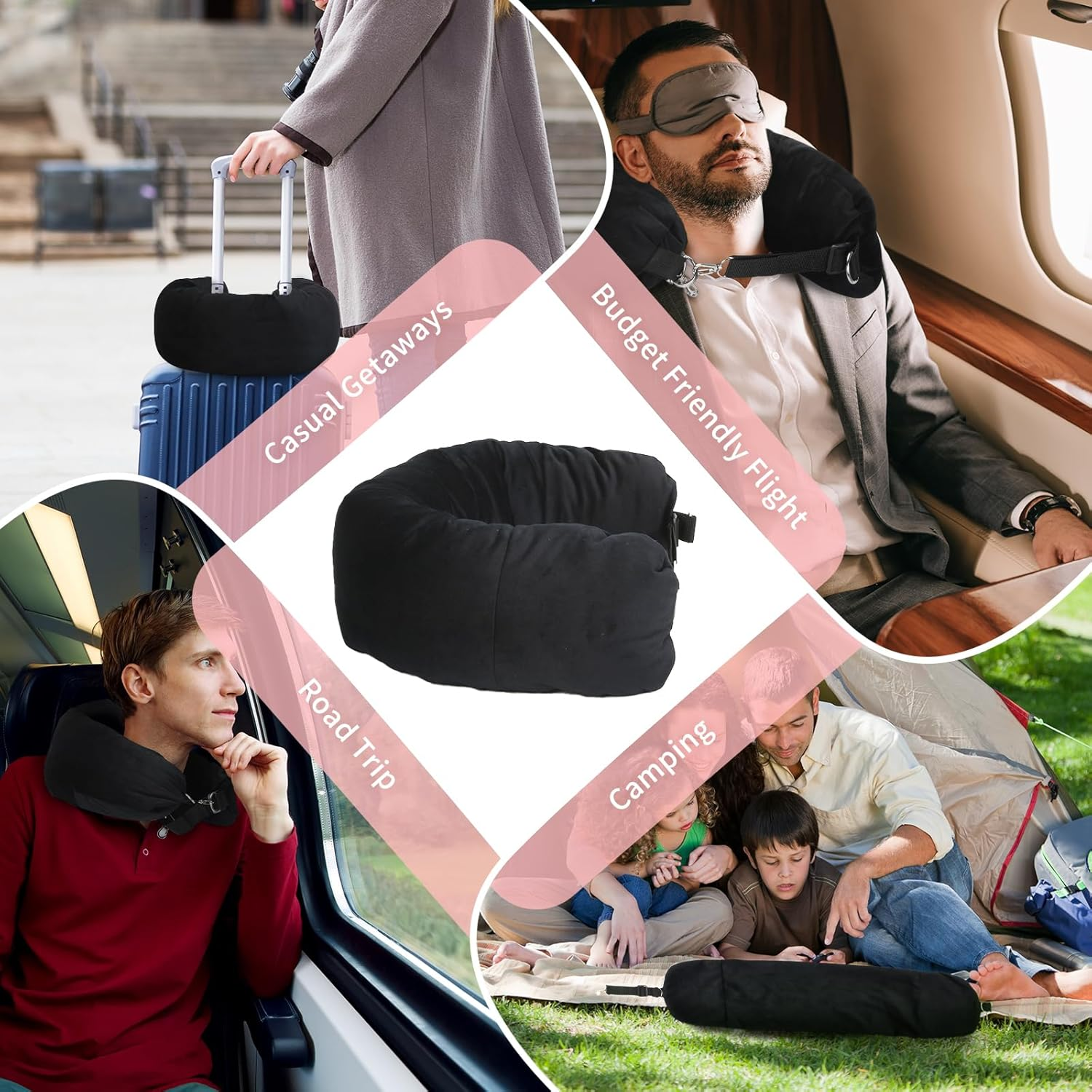 Premium Adjustable Memory Foam Travel Neck Pillow for Airplane, Car & Home Comfort – view 6